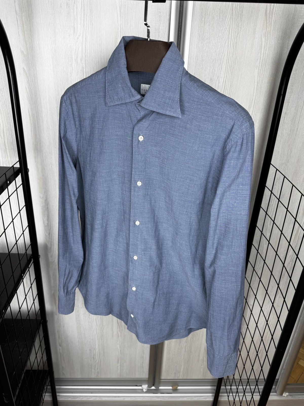 Other Sannino Napoli blue cotton solid classic ls shirt size 16 41 Size US L / EU 52-54 / 3 - 6 Thumbnail