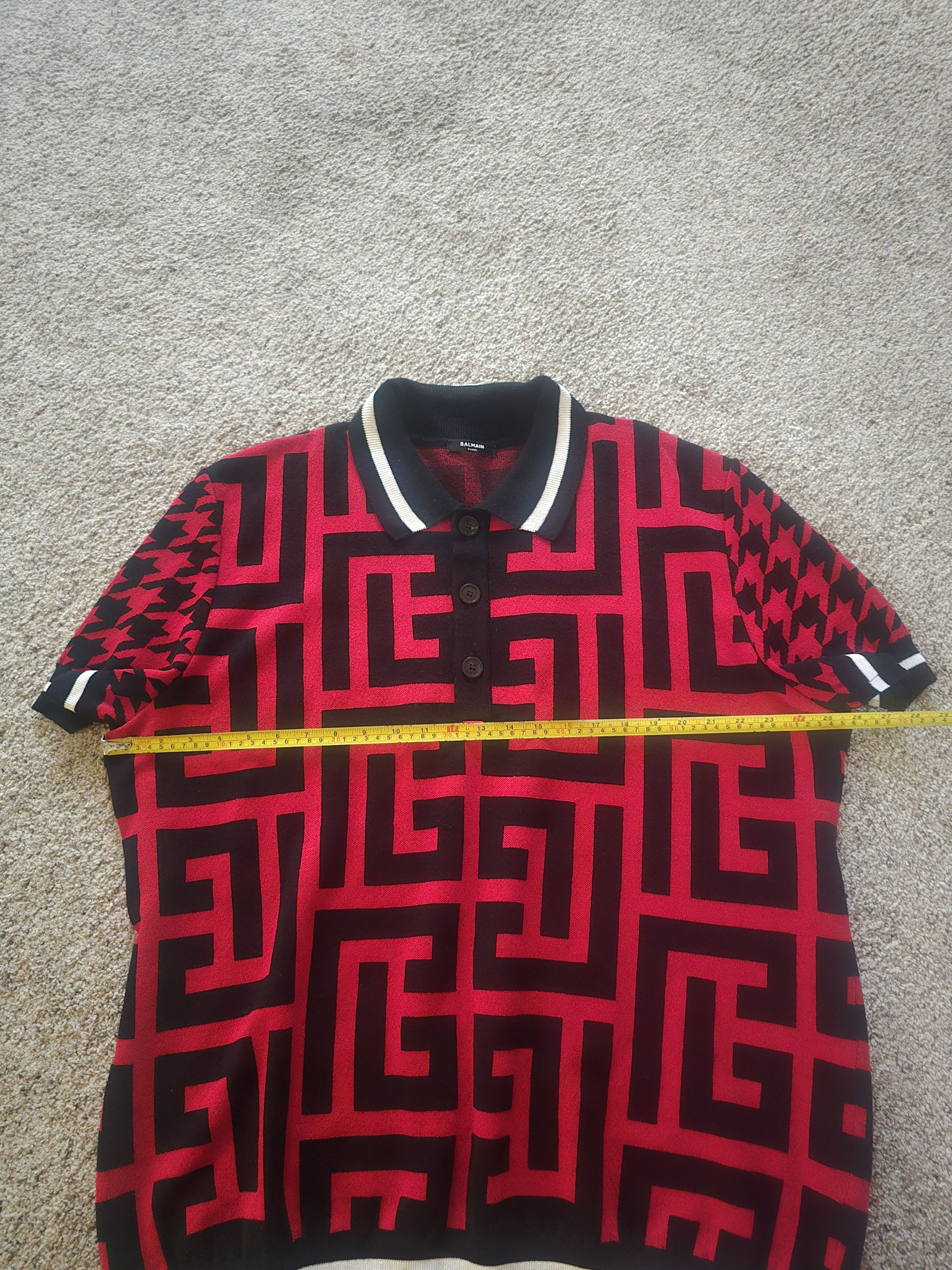 Balmain Balmain Mega Monogram Houndstooth Knit Polo Size XXL Size US XXL / EU 58 / 5 - 7 Thumbnail