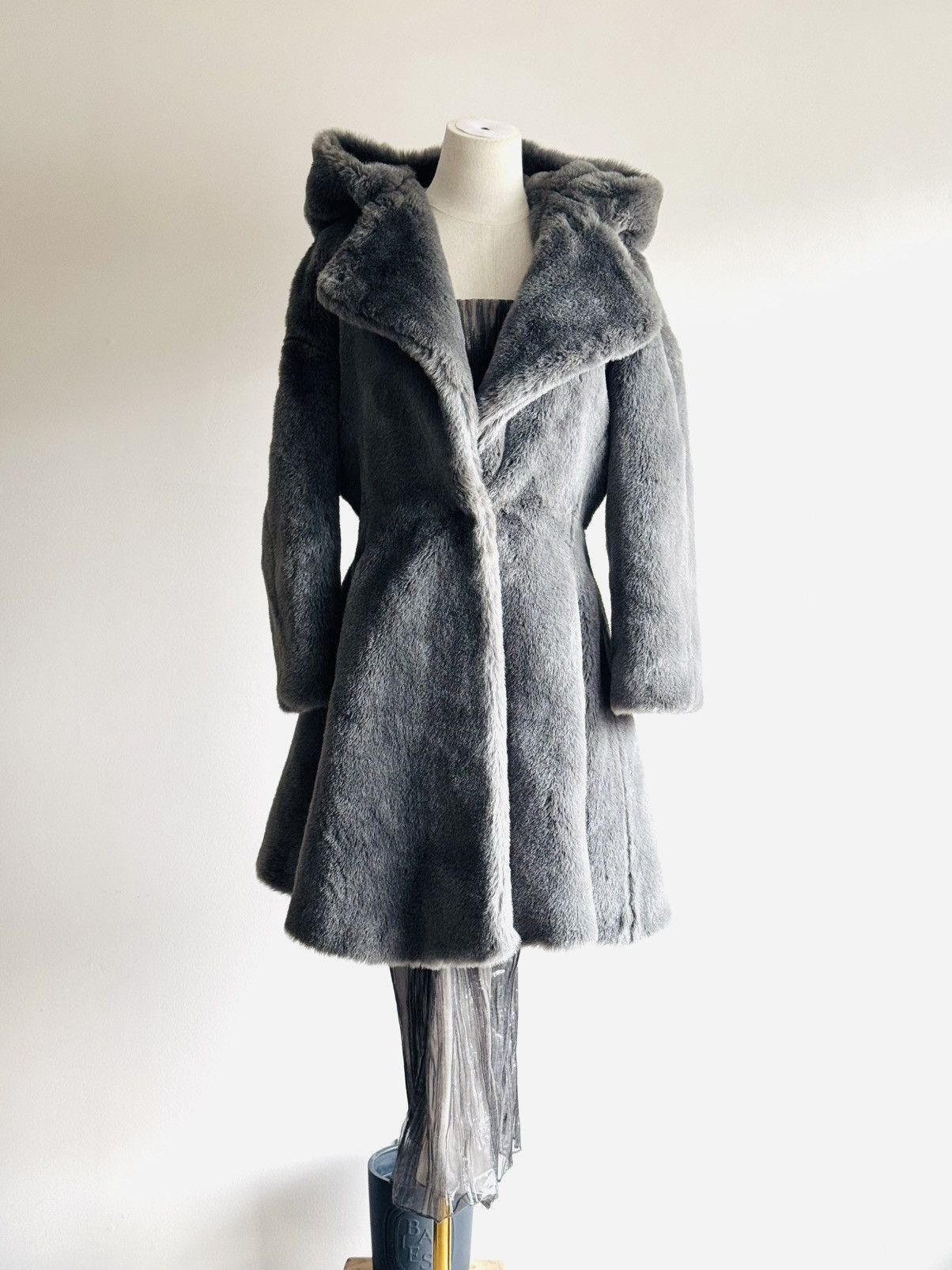 Rare Vintage Thierry Mugler Faux Fur swing coat 36