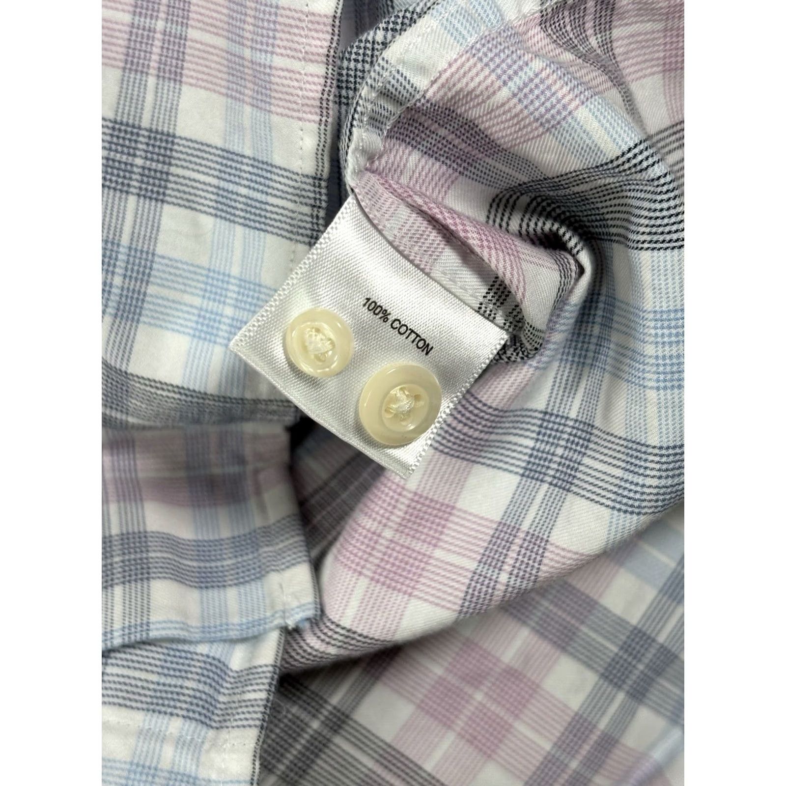 Peter Millar Peter Millar Dress Shirt Mens Large Blue Plaid Check Button Up 100% Cotton Regular Long Sleeve White Collar Mens Shirt Size 42R - 5 Thumbnail