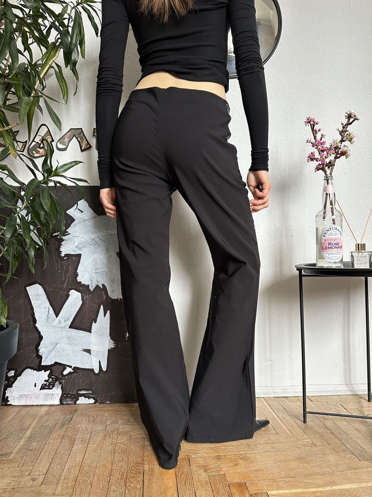 Japanese Brand × Vintage Flared Black Bootcut Sequins Y2K Pants Size 30" / US 8 / IT 44 - 6 Thumbnail