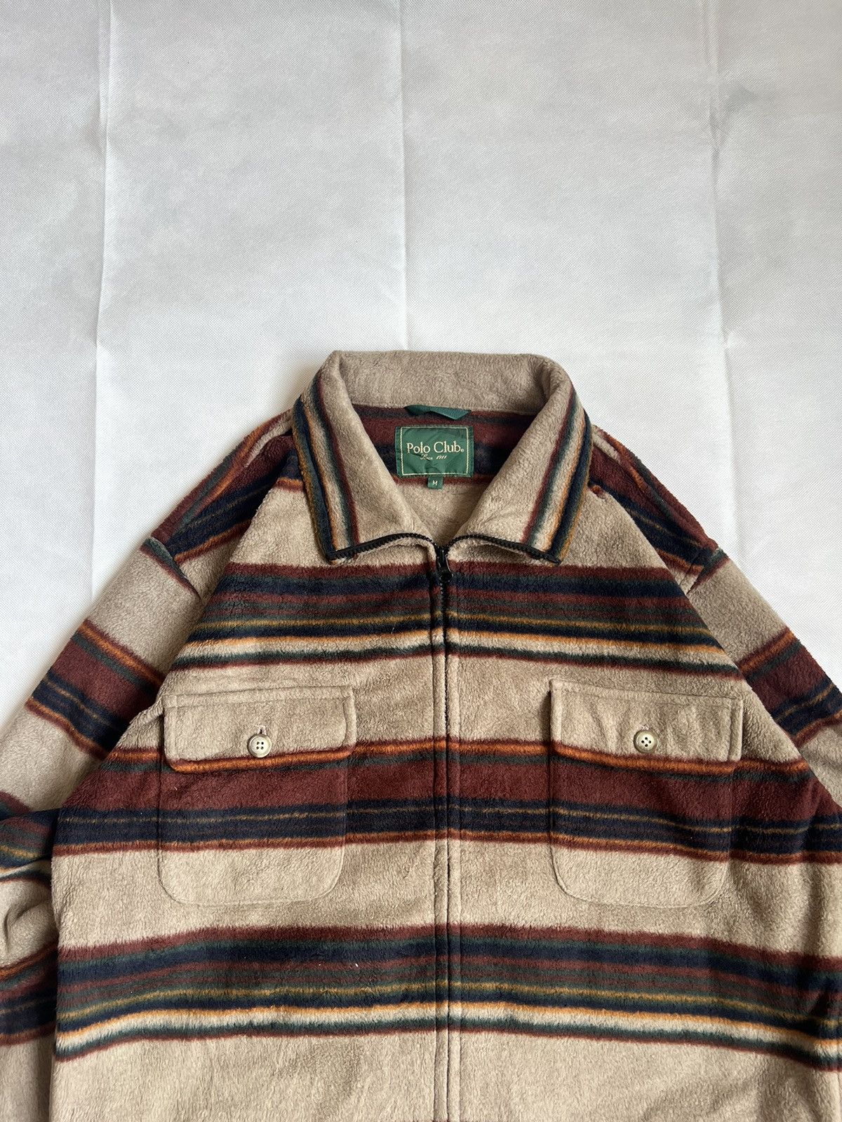 Beverly Hills Polo Club Vintage Polo Club Brown Striped Fleece Size US M / EU 48-50 / 2 - 6 Thumbnail