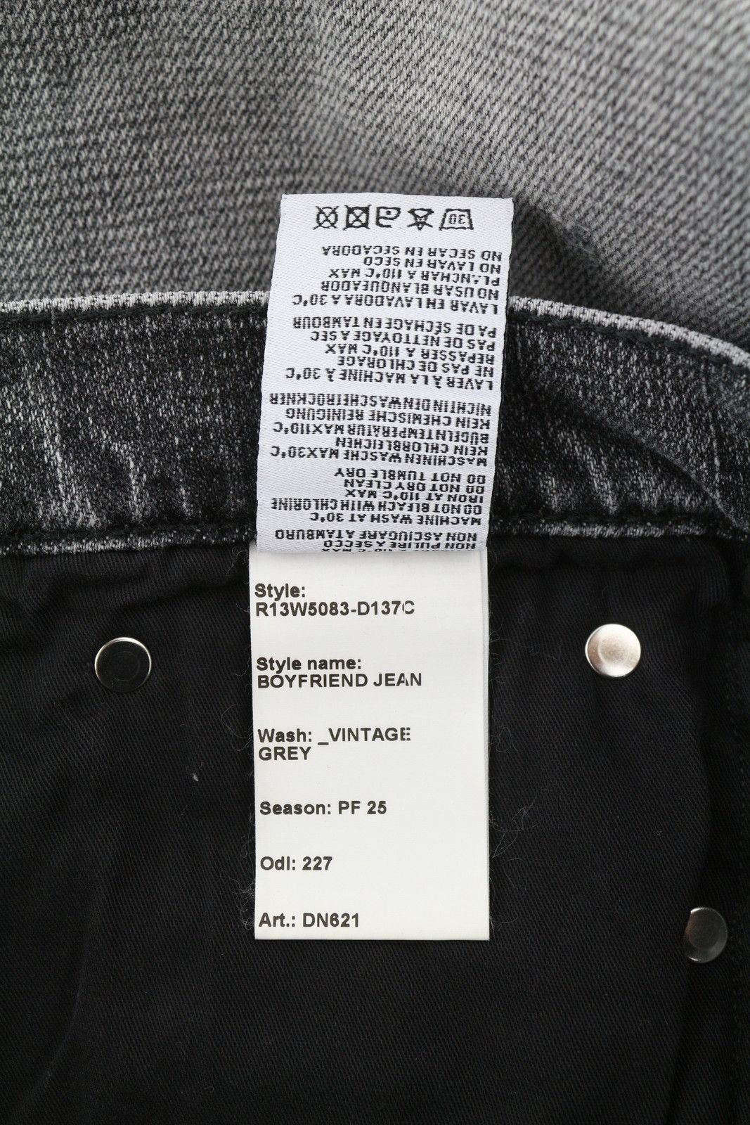 R13 BOYFRIEND 29 Vintage Grey Distress Washed Faded 85464 Size 29" - 10 Thumbnail