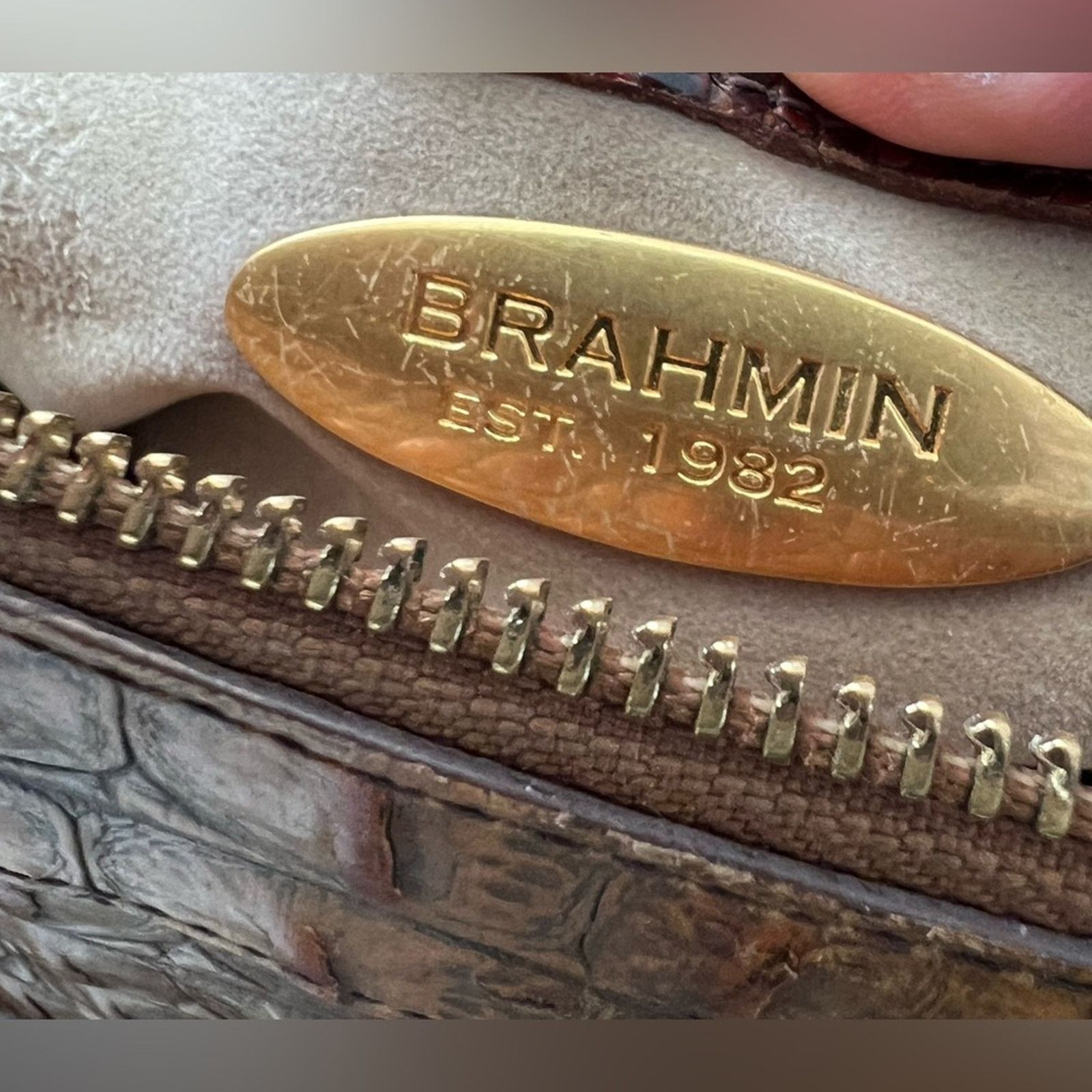 BRAHMIN Vtg Brahmin Stacy Toasted Melbourne Crossbody Bag Croc Size ONE SIZE - 8 Thumbnail