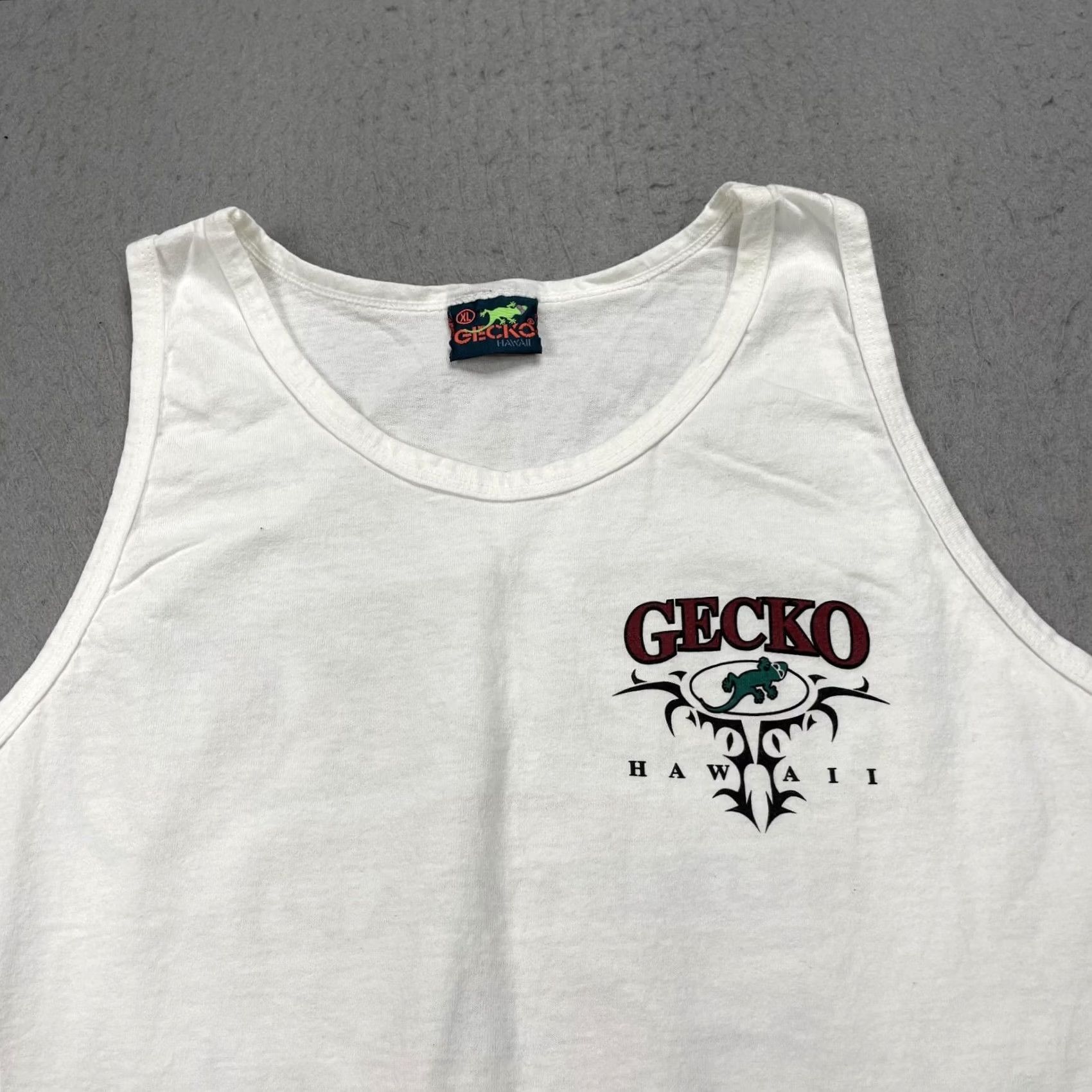 Vintage VINTAGE Gecko Hawaii Shirt Mens XL White Surf Beah Single Stitch Tank Top 90s Size US XL / EU 56 / 4 - 3 Thumbnail