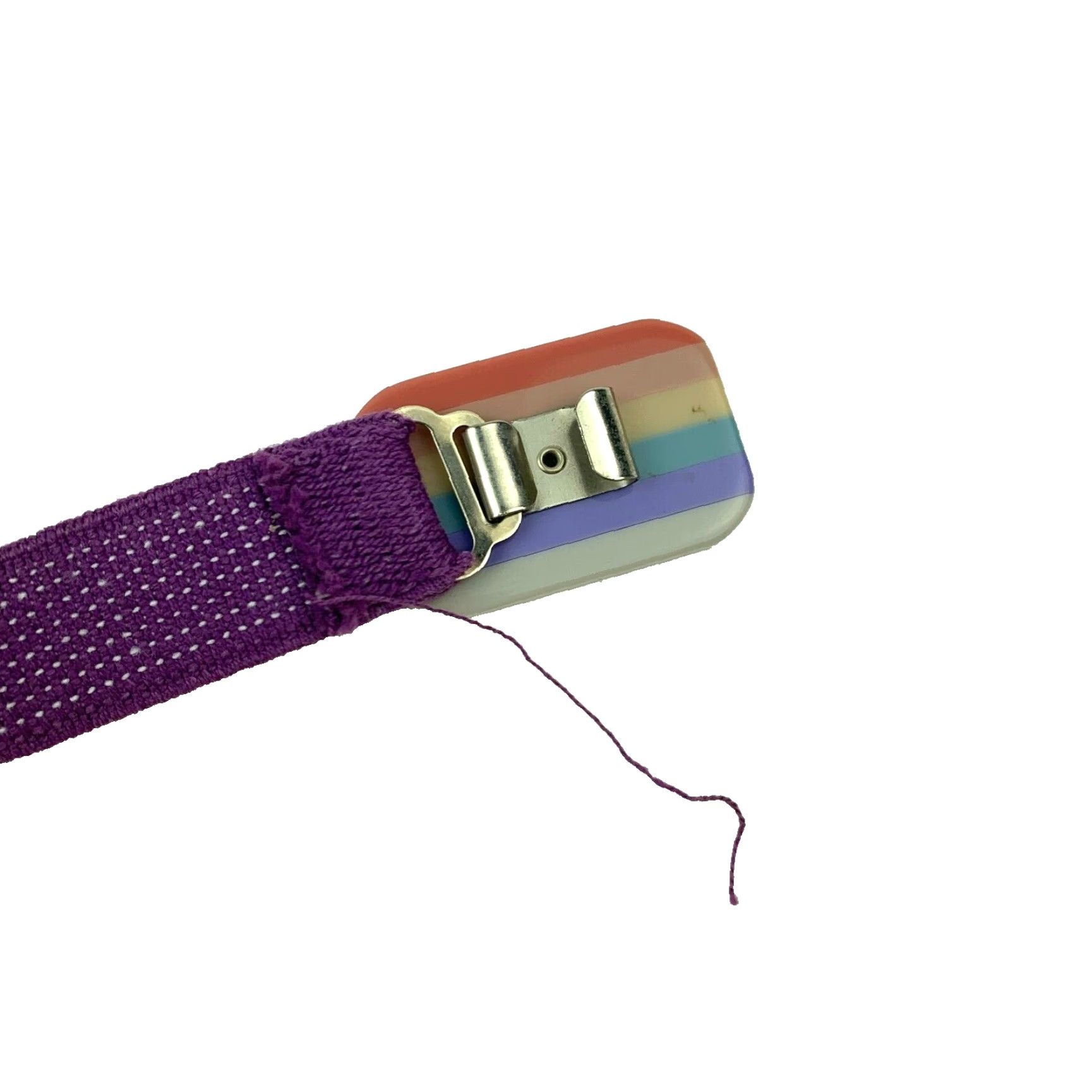 Rainbow VINTAGE Stretch Rainbow Enamel Hook Clasp Belt 29" Purple 1980s Nylon Unbranded Mens Womens Boys Girls Size ONE SIZE - 4 Thumbnail