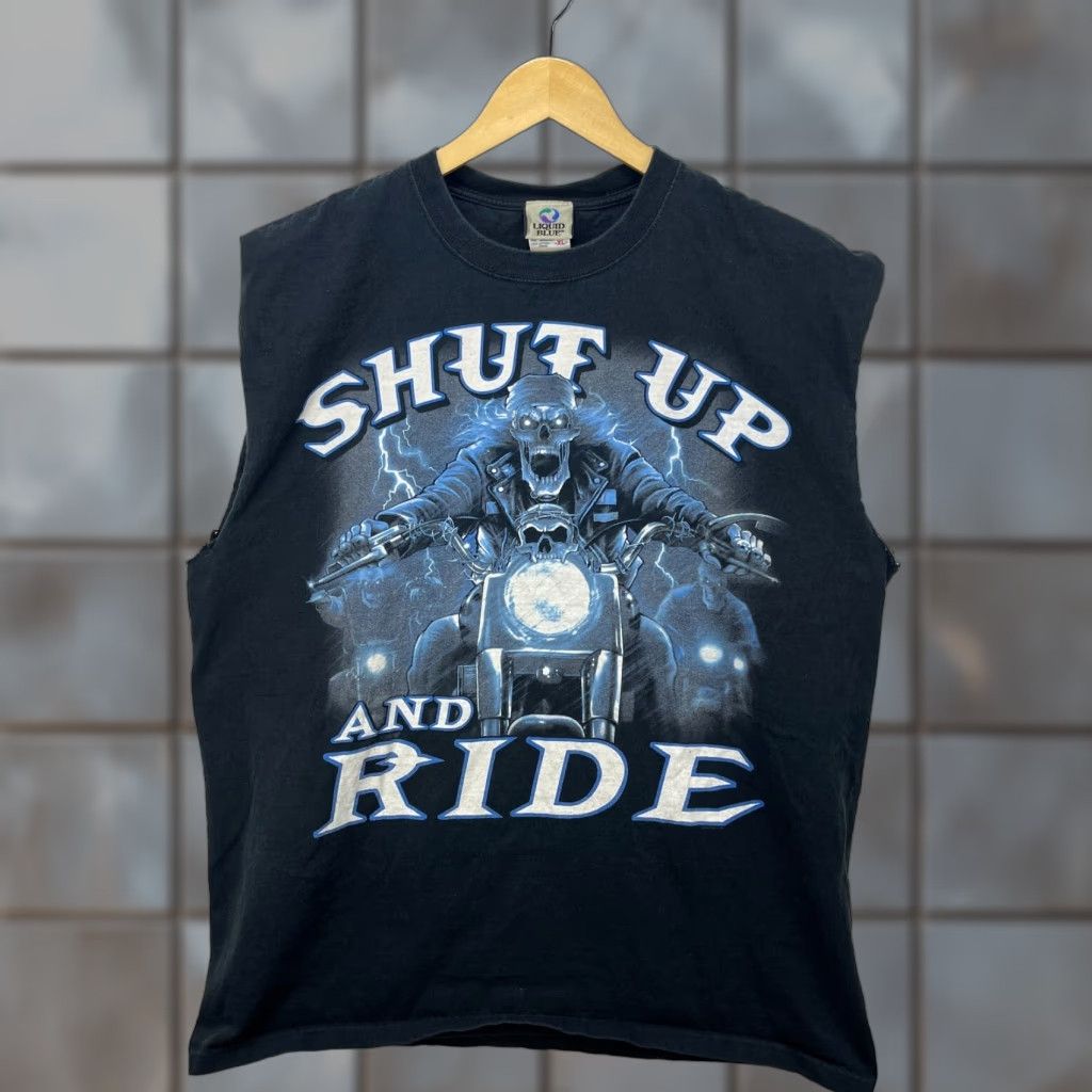 Liquid Blue VINTAGE Liquid Blue Biker Shirt Sleeveless XL Men Black Size US XL / EU 56 / 4 - 1 Thumbnail