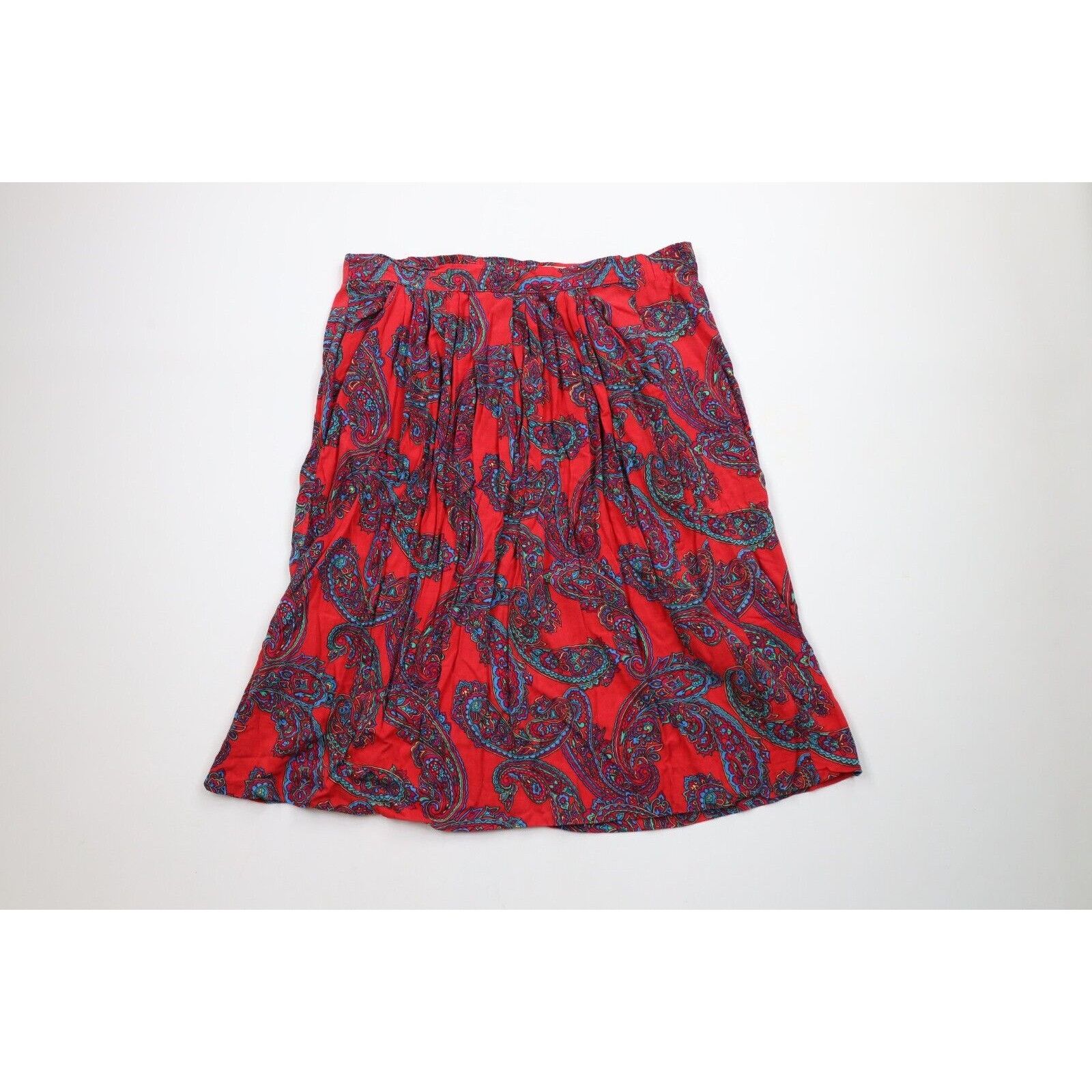Vintage Vintage 90s Streetwear Rayon Rainbow Paisley Pleated Skirt Size 38" / US 16 / IT 52 - 1 Thumbnail