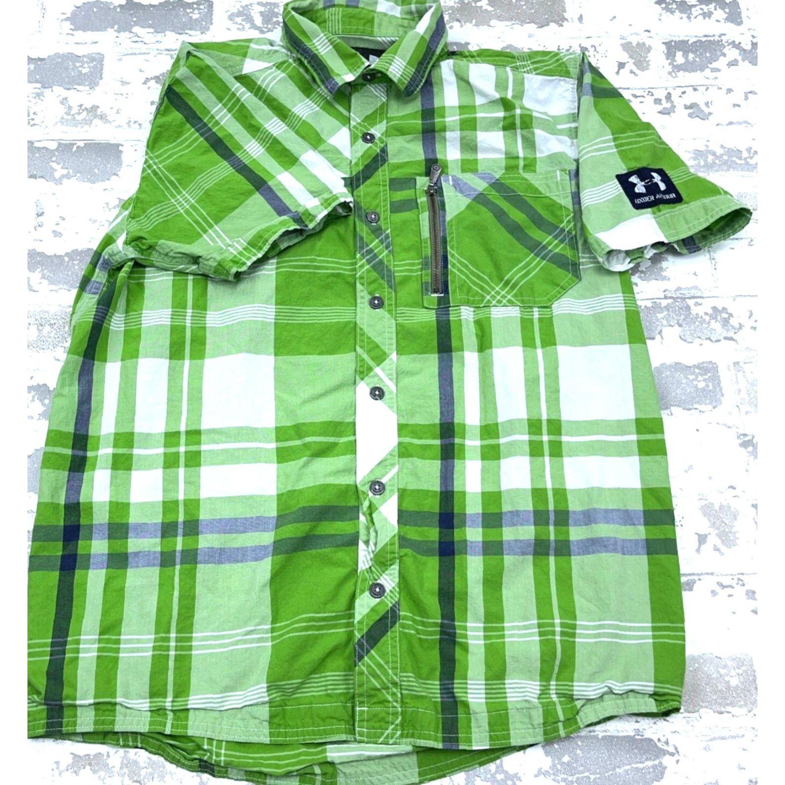 Under Armour Under Armour Shirt Men Medium Green Plaid Button-Up Outdoor Fish Hiking Adult Size US M / EU 48-50 / 2 - 3 Thumbnail