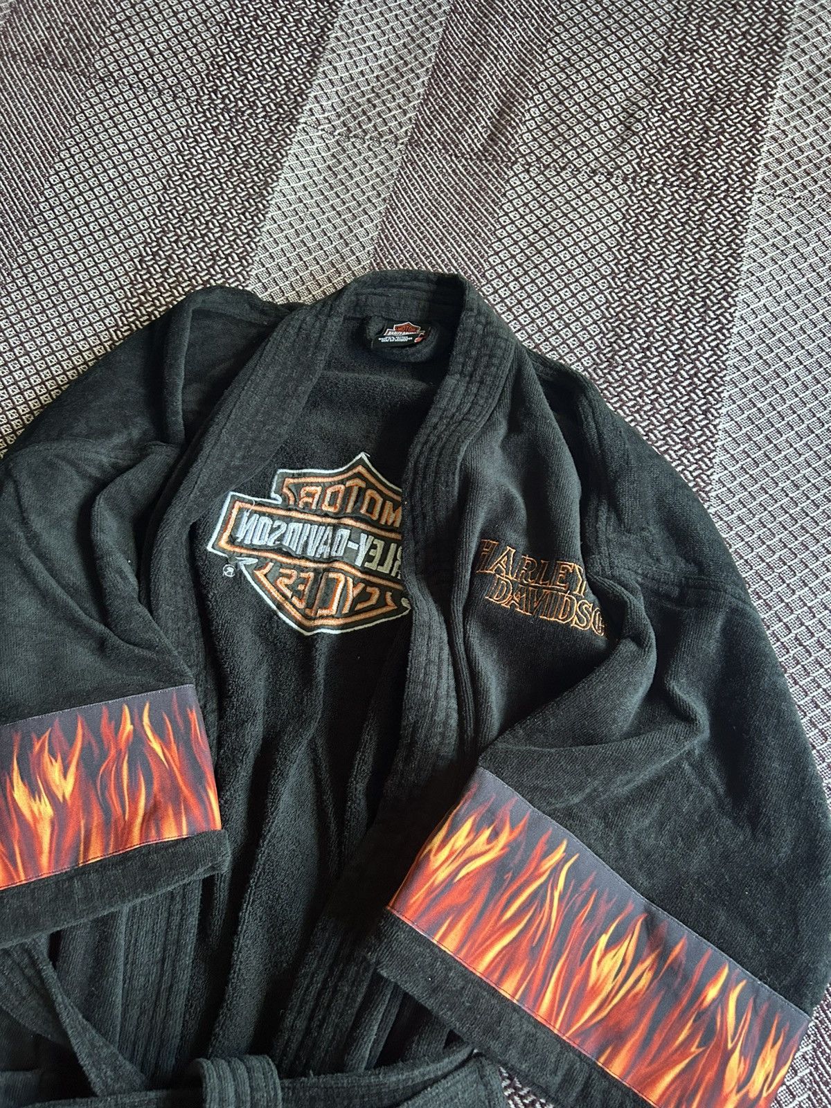 Vintage Harley Davidson Flame Print Robe Rare Loungewear One Size Size 36 - 11 Thumbnail