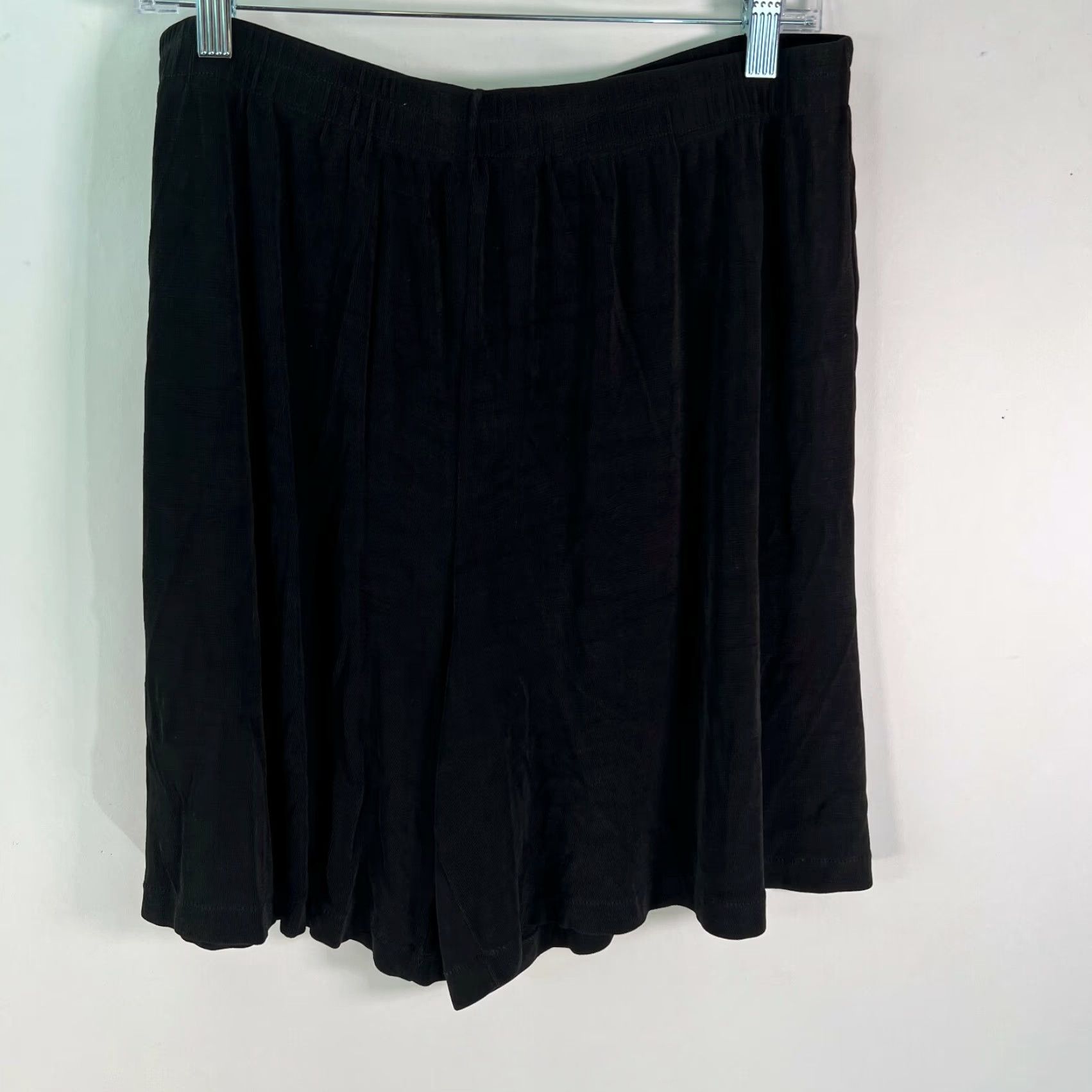 CO Klg & Co Womens Black Corduroy Flat Front Elastic Waist Casual Shorts Size XL Size 32" / US 10 / IT 46 - 2 Thumbnail