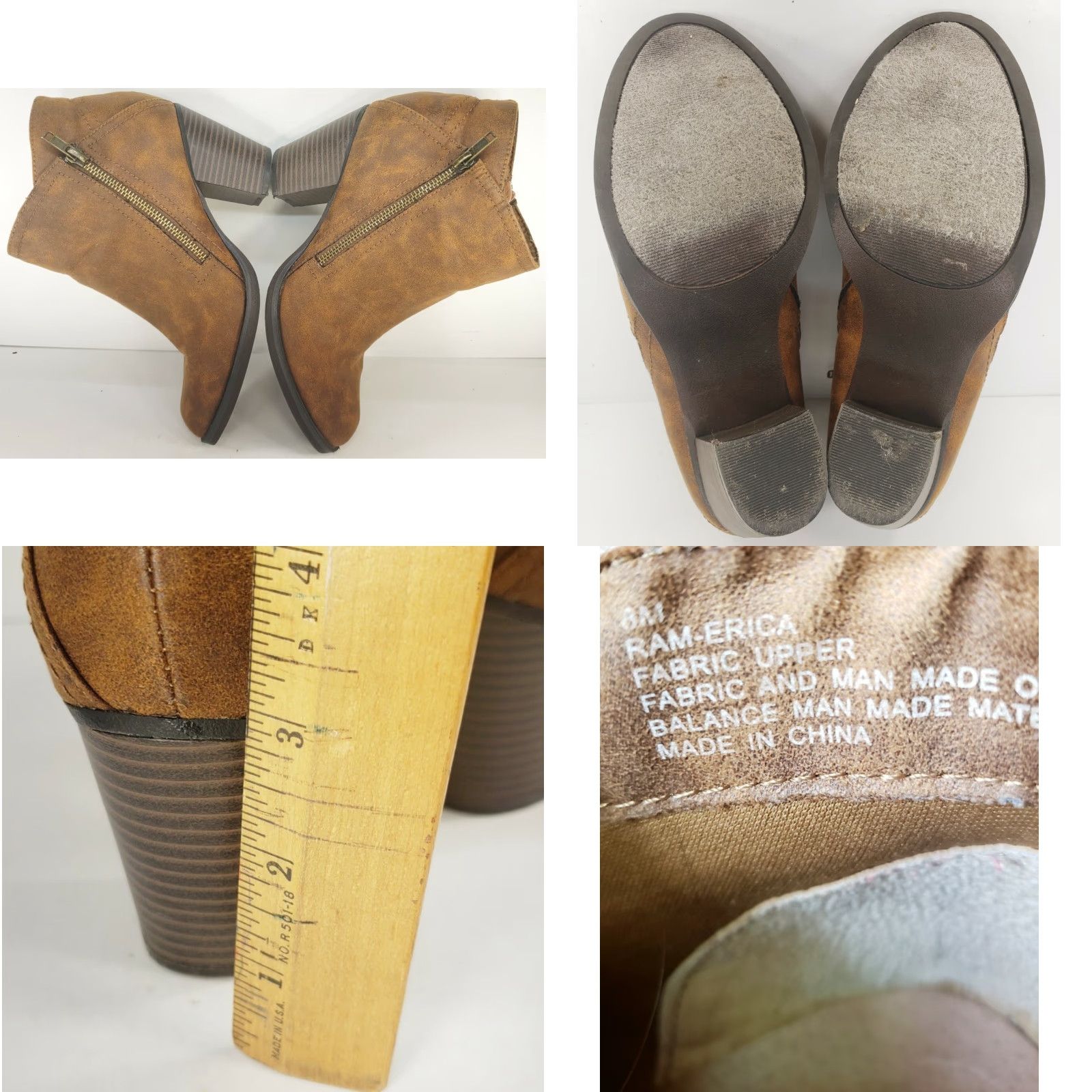 Vintage RAMPAGE Erica Cognac Brown Side Zip Booties Boots Women’s Size 8M Size US 8 / IT 38 - 8 Thumbnail