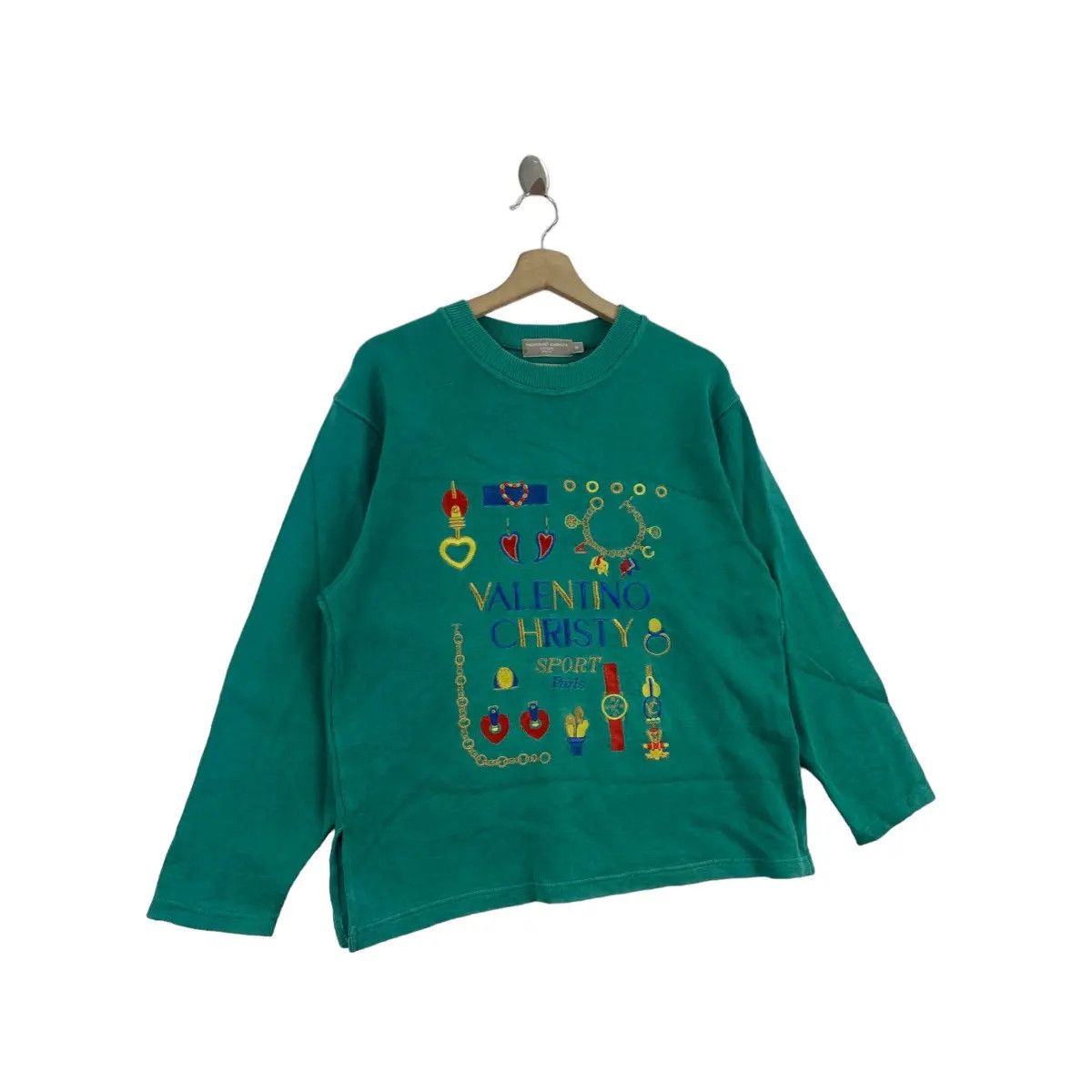 Vintage Vintage VALENTINO CHRISTY PARIS Embroidered Logo Sweatshirt Size M / US 6-8 / IT 42-44 - 3 Thumbnail