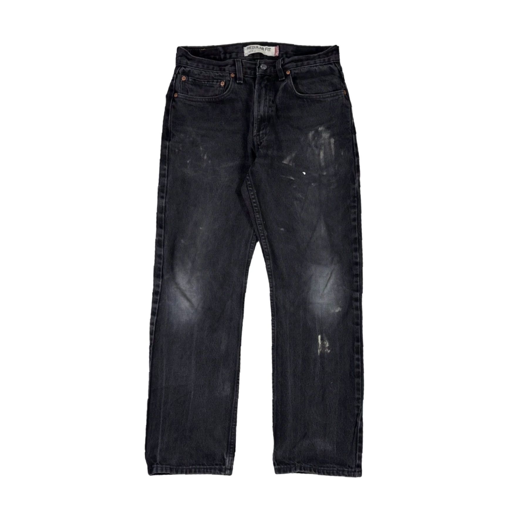 Levi's Levis 505 Regular Fit Jeans Mens 31x30 Faded Black Straight Leg Denim Pants Size US 31 - 2 Thumbnail