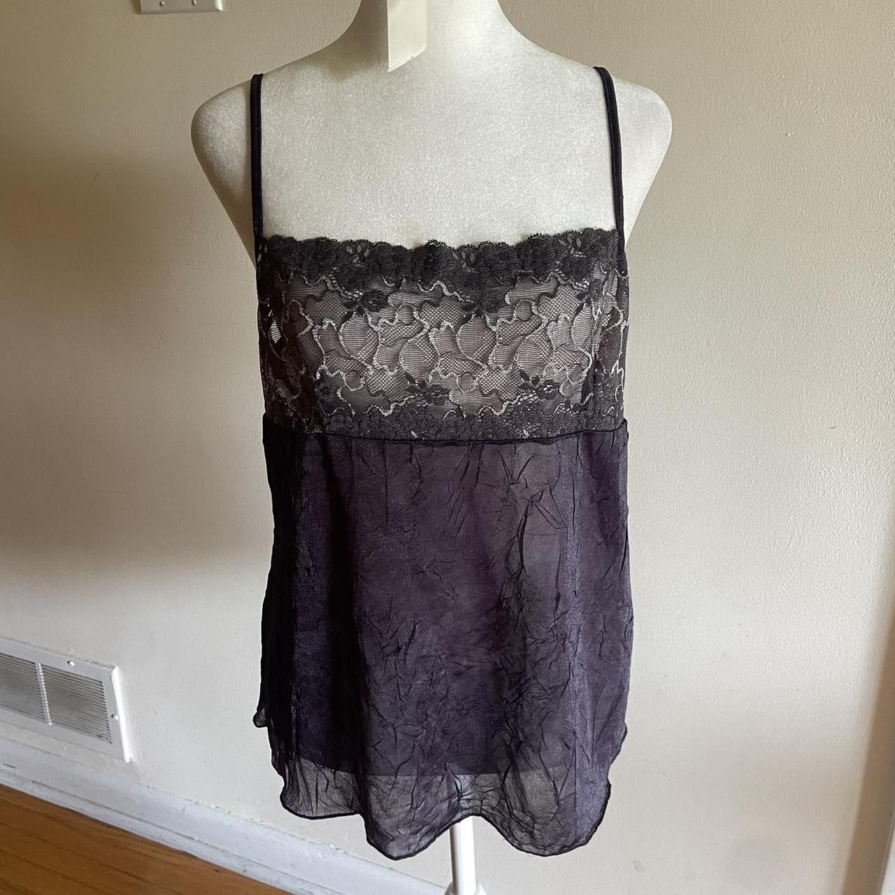 Purple Sheer Lacy Babydoll Lingerie Top, Women's (Size Large)