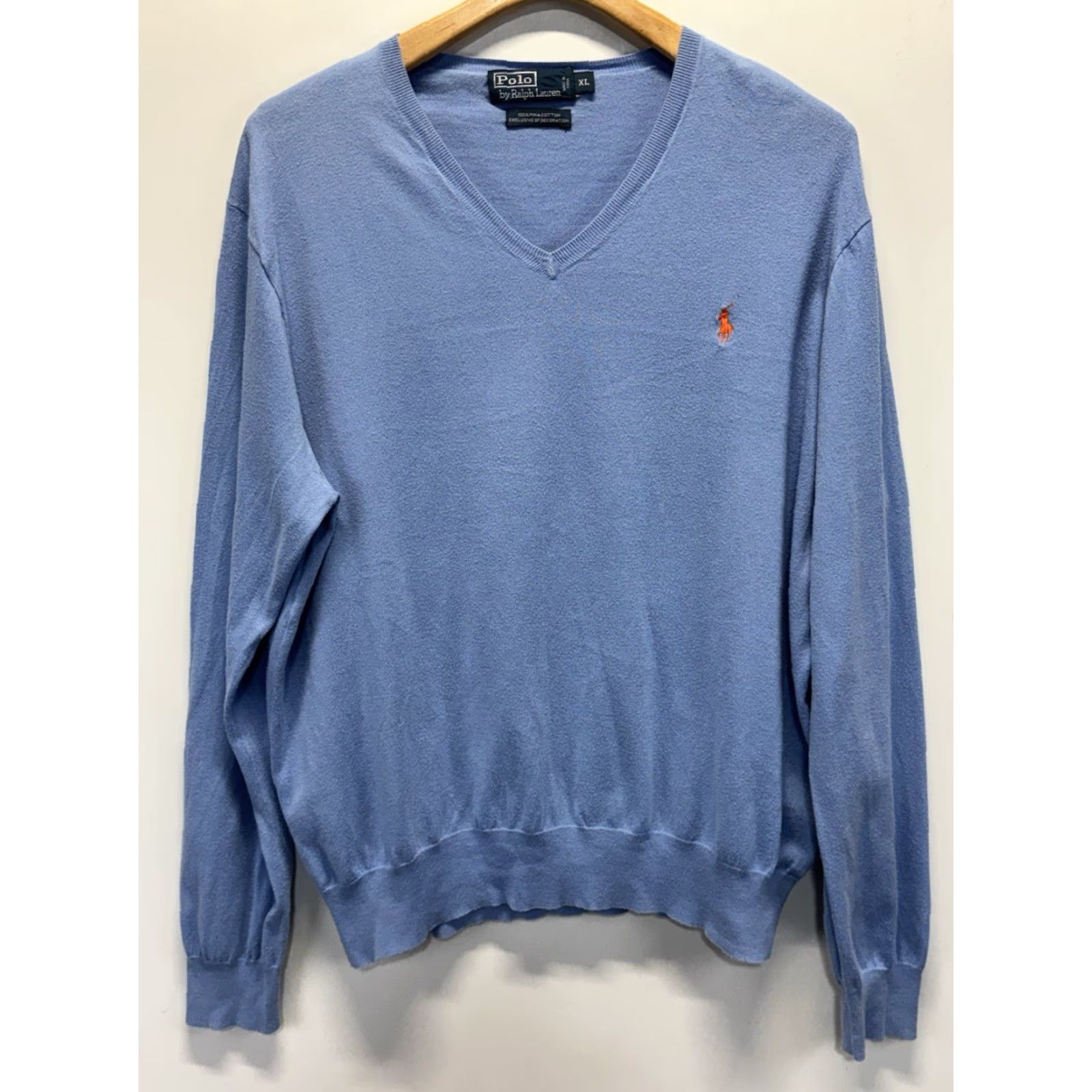 Polo Ralph Lauren Polo Ralph Lauren Sweater Mens XL Pima Cotton V Neck Preppy Blue Layering Size US XL / EU 56 / 4 - 2 Thumbnail