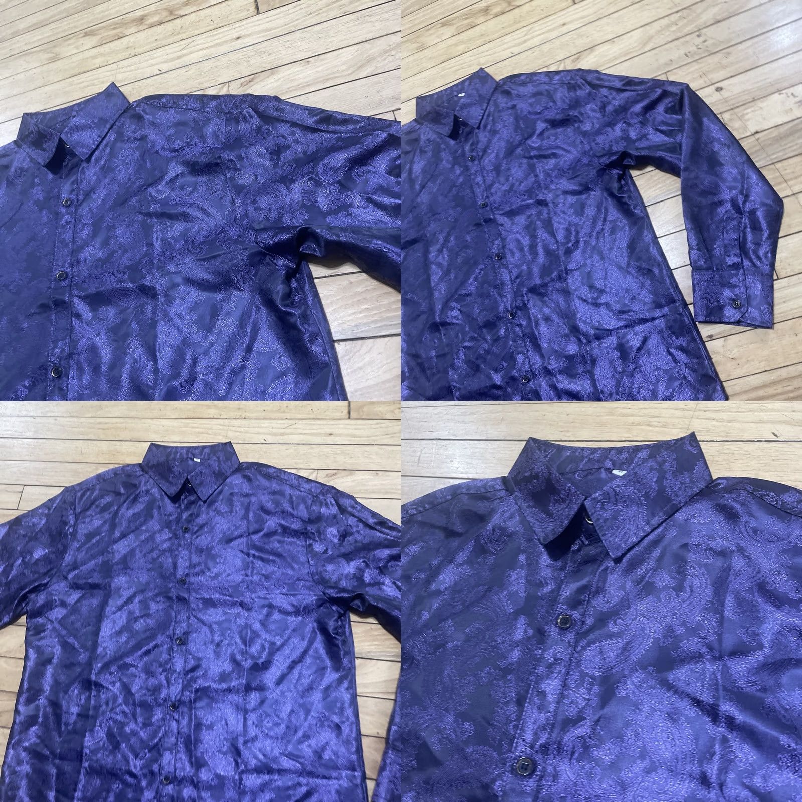 Vintage VINTAGE Royal Purple Brocade Baroque Button Shirt Adult M Jewel Tone 1970s Disco Club Mens Size US M / EU 48-50 / 2 - 10 Thumbnail