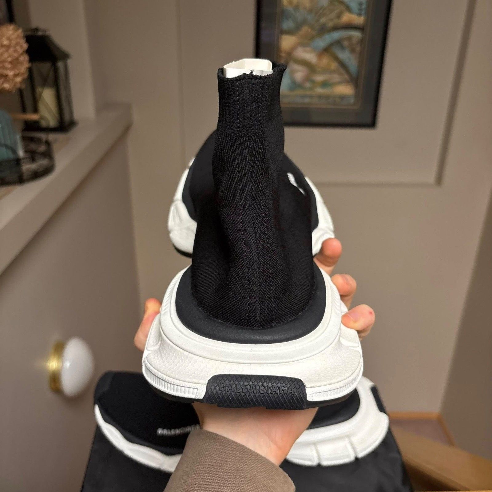 Balenciaga Balenciaga 3XL Black White Sock Knit Speed Runner - Sz: 13 Size US 13 / EU 46 - 4 Thumbnail