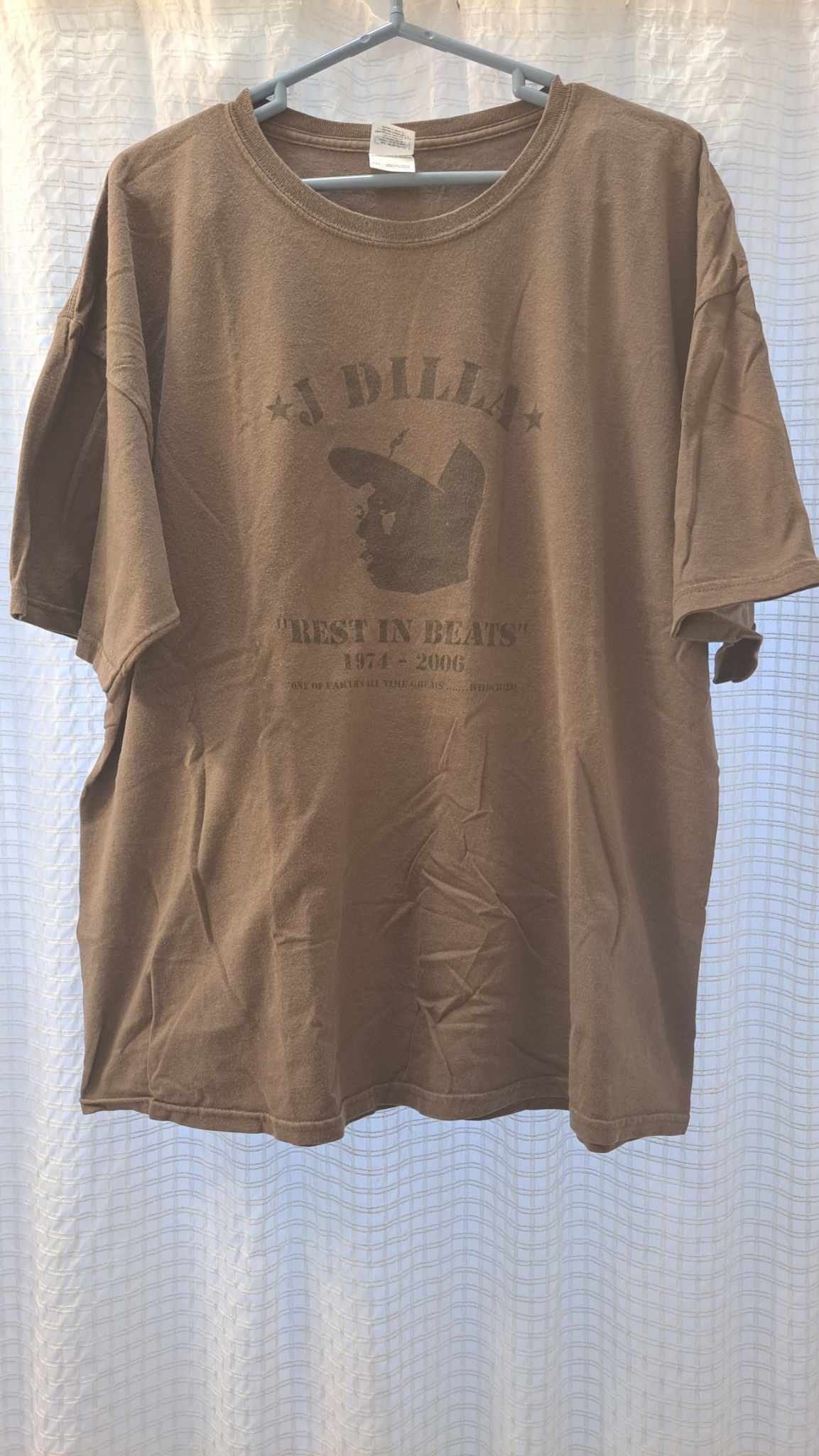 image of Gildan J Dilla Rest In Beats T-Shirt in Khaki, Men's (Size 2XL)