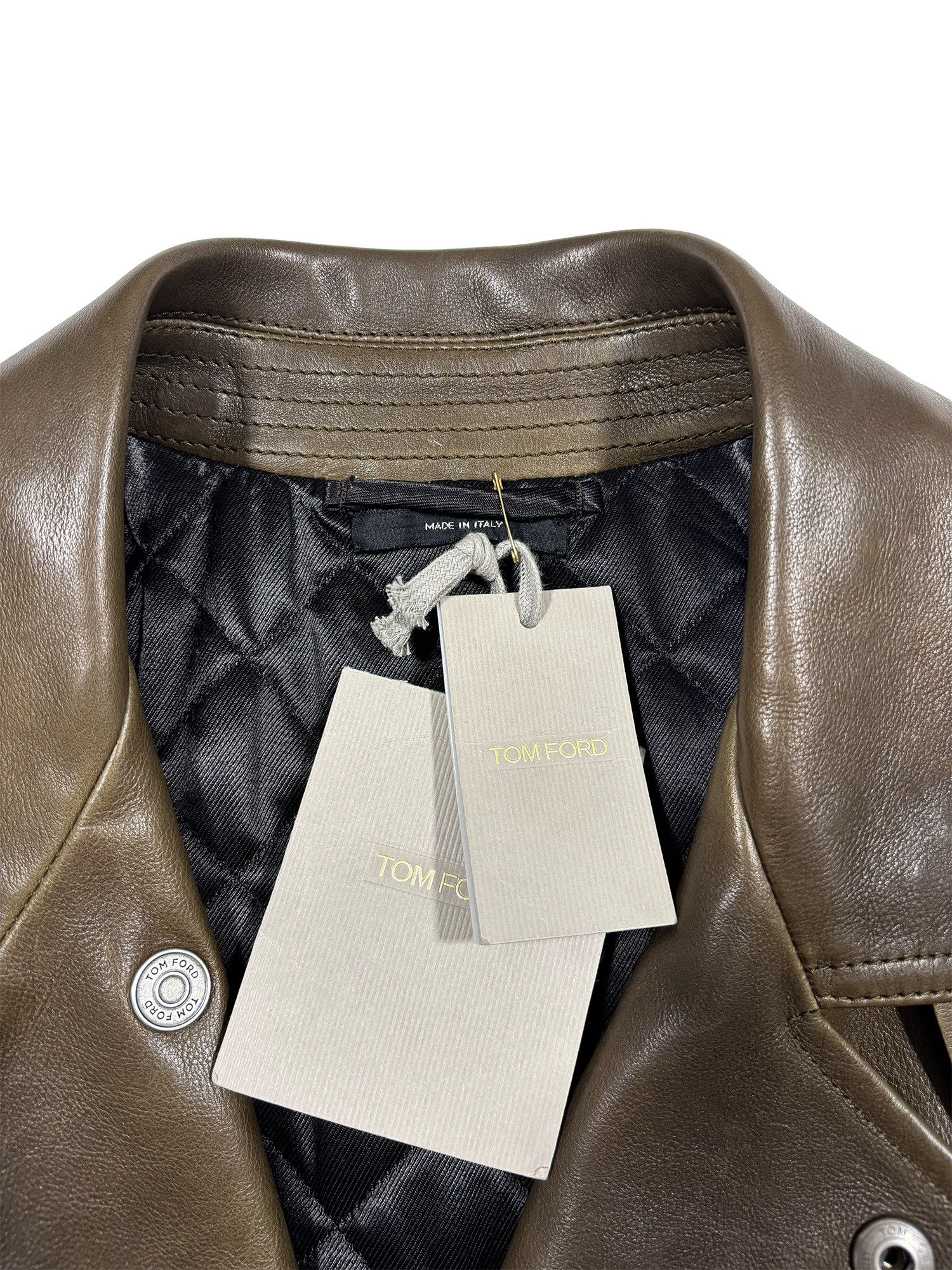 Tom Ford TOM FORD Grain Leather Biker Jacket Brown Size 48 NWT Size US M / EU 48-50 / 2 - 10 Thumbnail