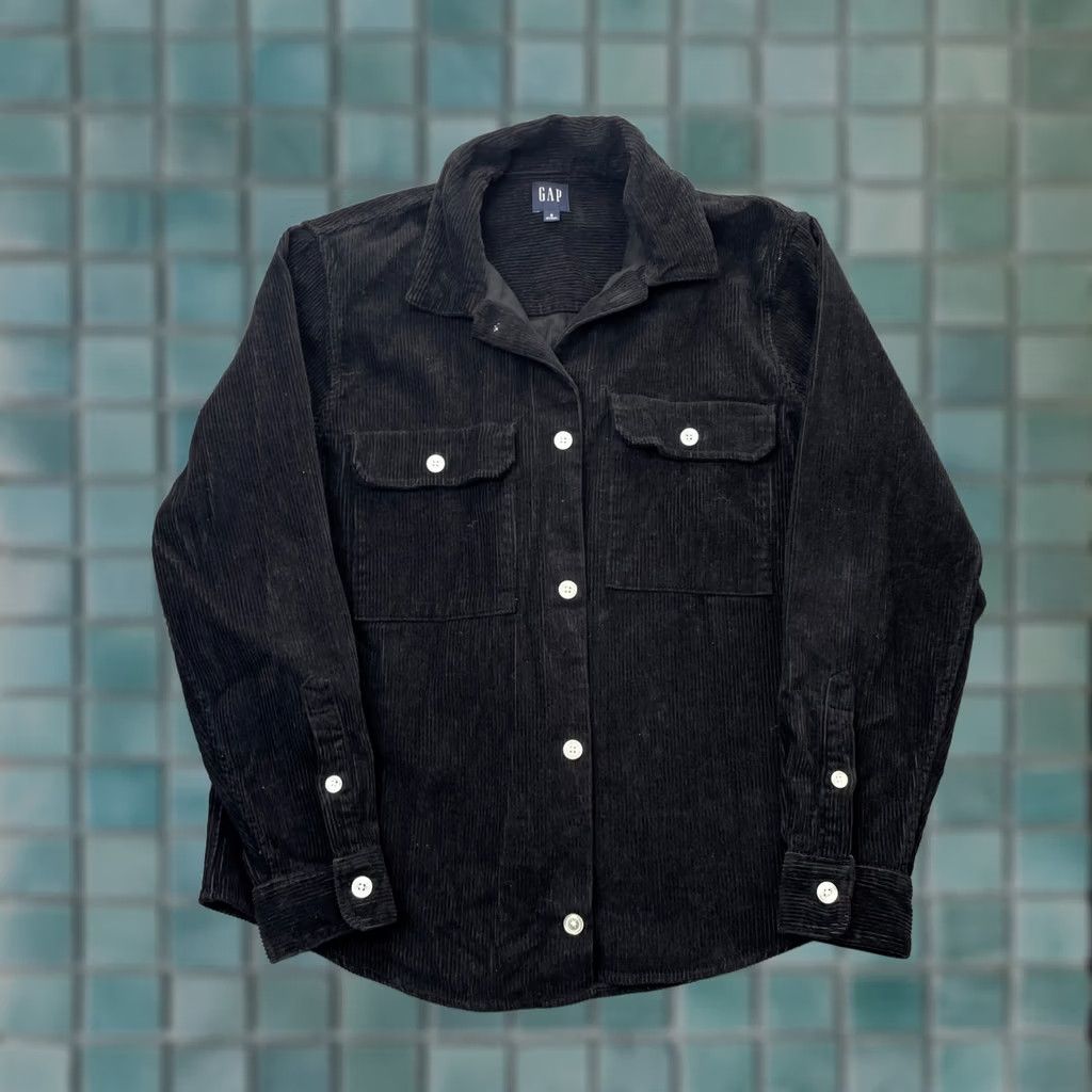 Gap Gap Jacket Womens Small Black Corduroy Coat Cotton Button Front Outdoor Workwear Shirt Womens Short Length Black Corduroy Jacket Size S / US 4 / IT 40 - 1 Thumbnail
