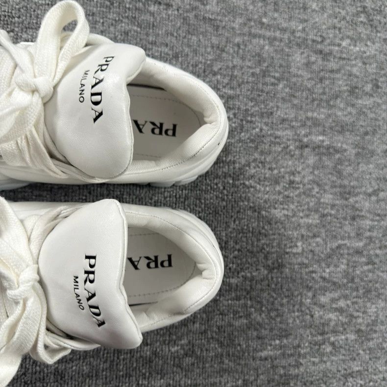 Prada Prada White Triangle Logo Sneakers -2505 Size US 7 / IT 37 - 6 Thumbnail