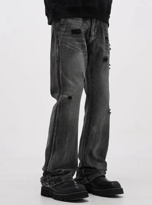 Japanese Brand American high street black washed ripped jeans y2k Size US 32 / EU 48 - 2 Thumbnail