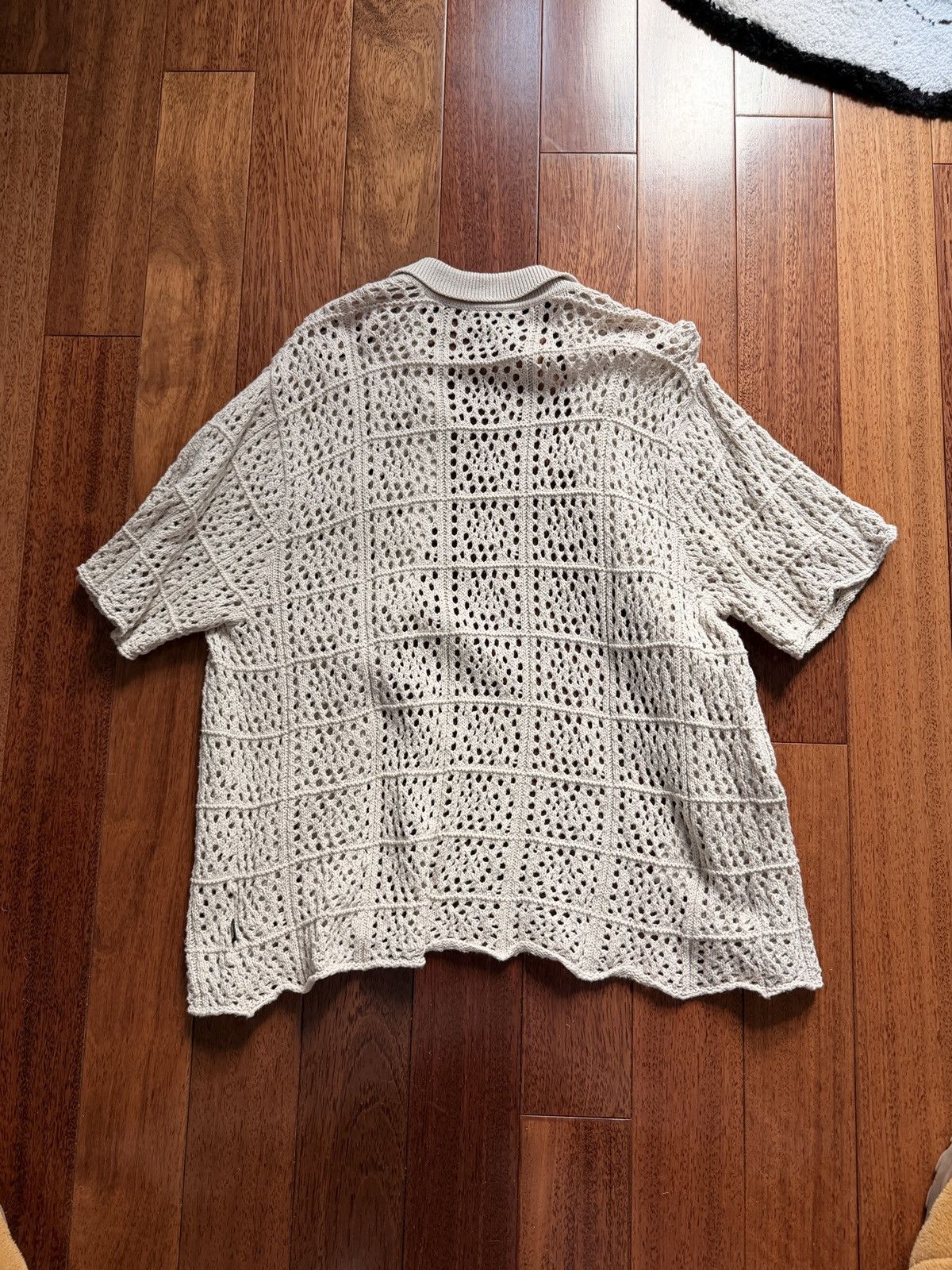 Stussy Stussy crochet button up shirt cream Size US M / EU 48-50 / 2 - 2 Thumbnail