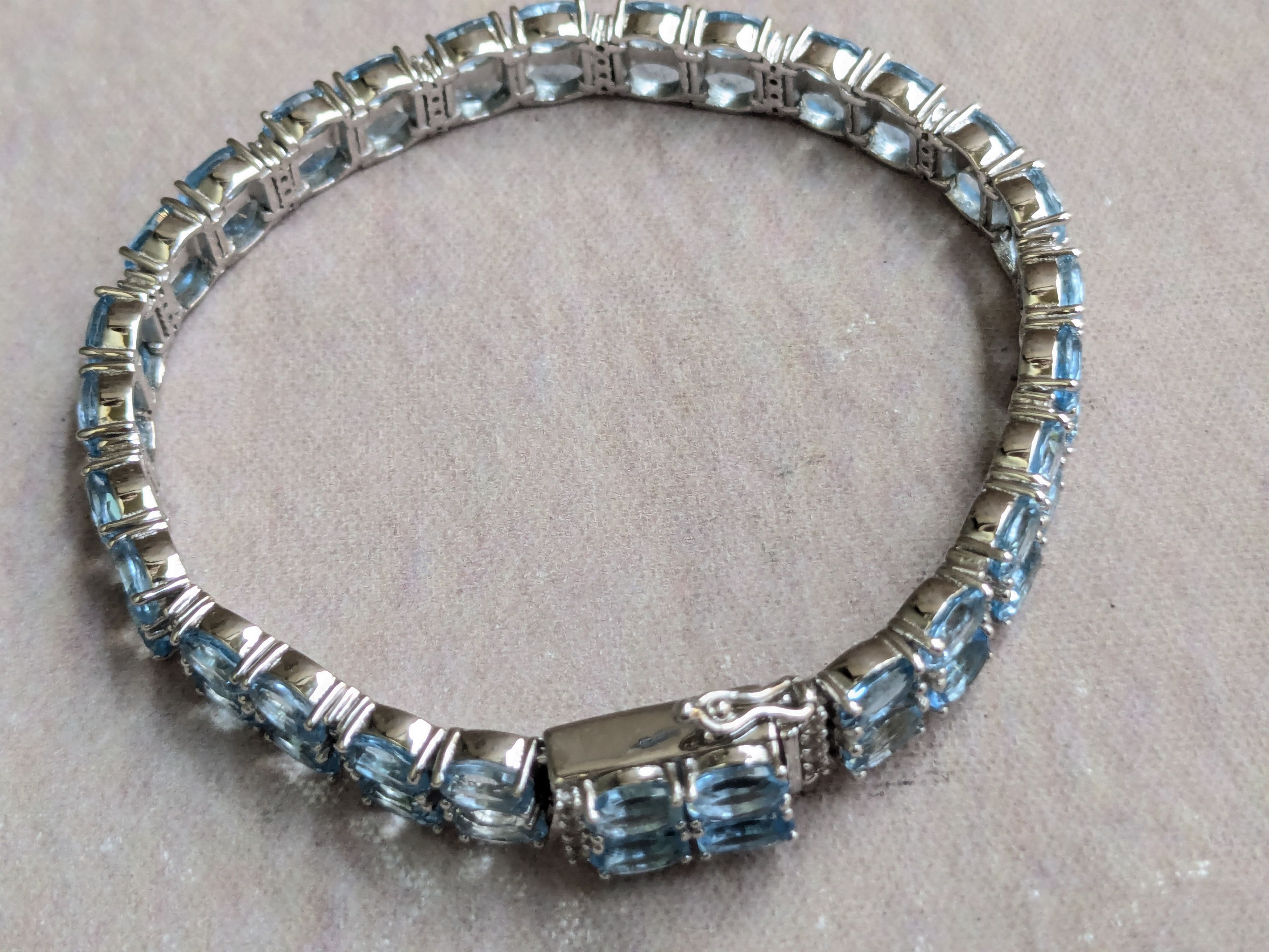 Jewelry Sterling Silver Tennis Bracelet Blue Topaz Oval 7.5 Size ONE SIZE - 7 Thumbnail