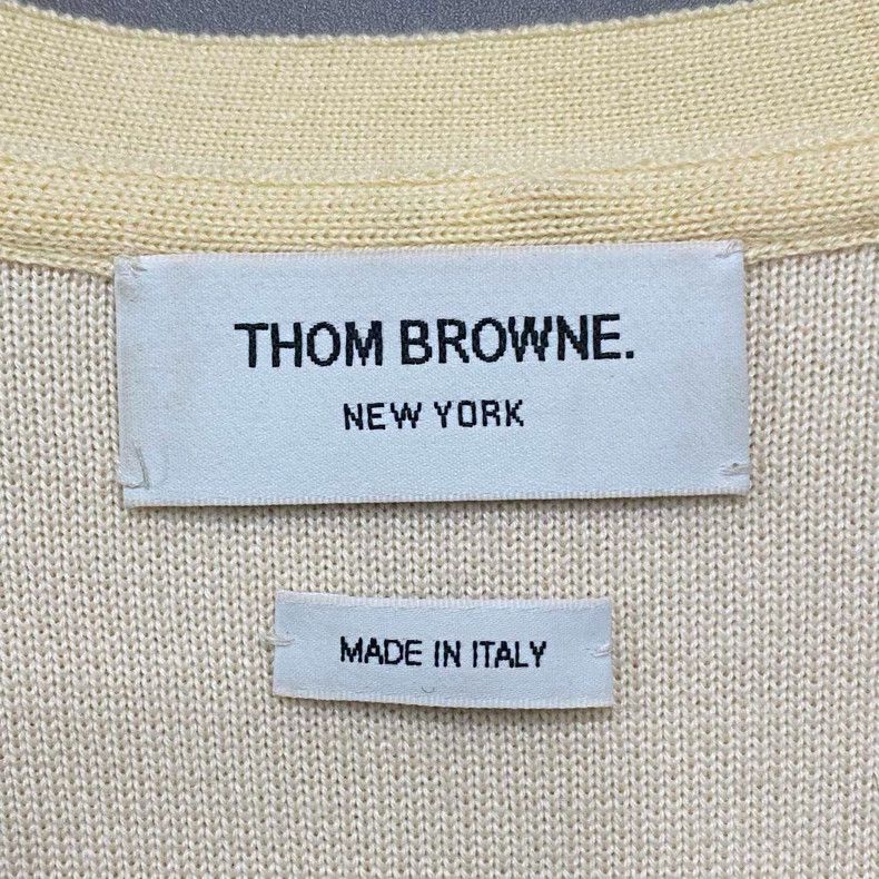 Thom Browne Thom Browne Light yellow dolphin four-bar cardigan jacket 2 Size S / US 4 / IT 40 - 4 Thumbnail