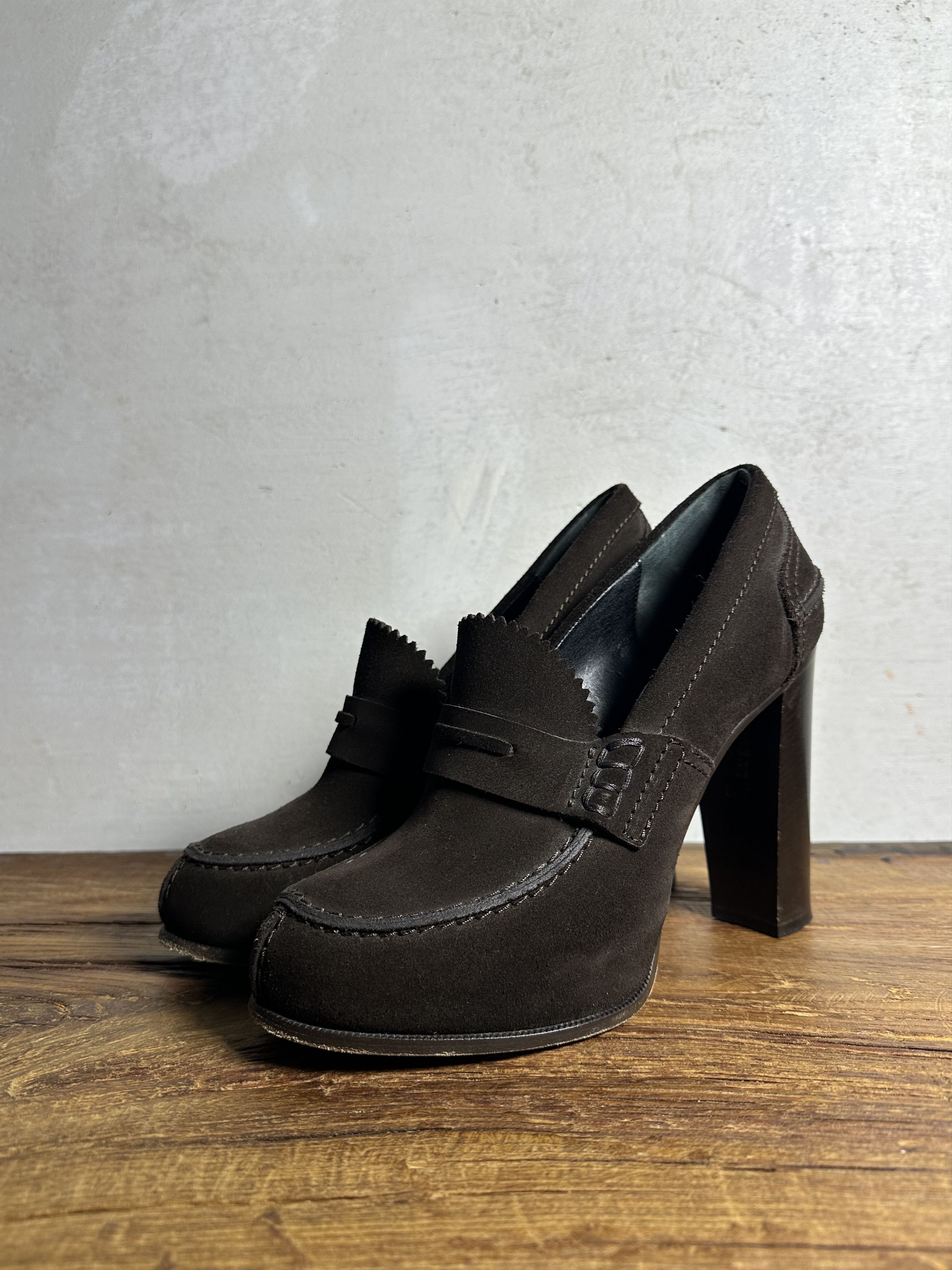 Celine Old Celine Suede Brown Heels Size US 9 / IT 39 - 1 Thumbnail