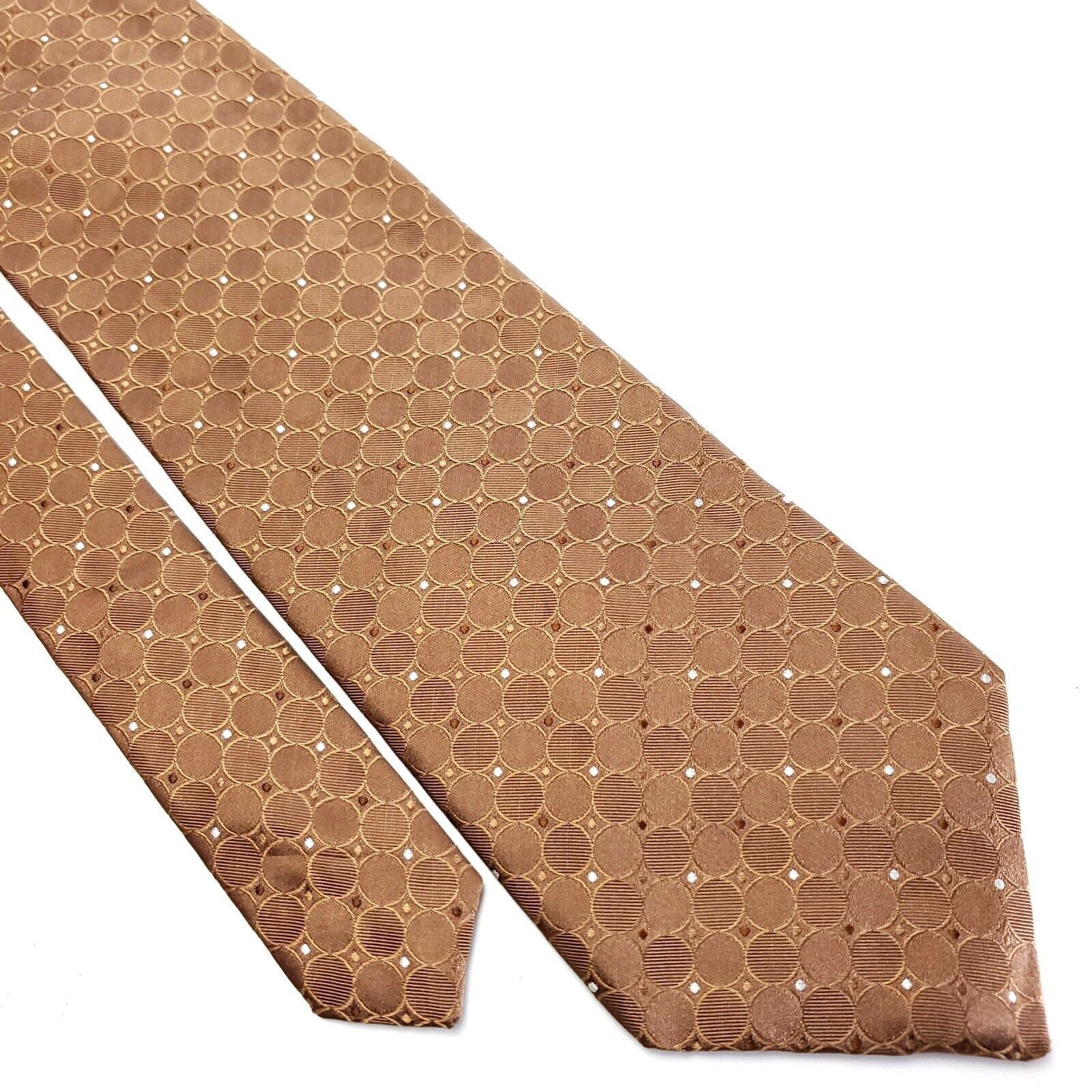 DKNY Dkny Brown Geometric Woven Silk Tie Size ONE SIZE - 1 Thumbnail