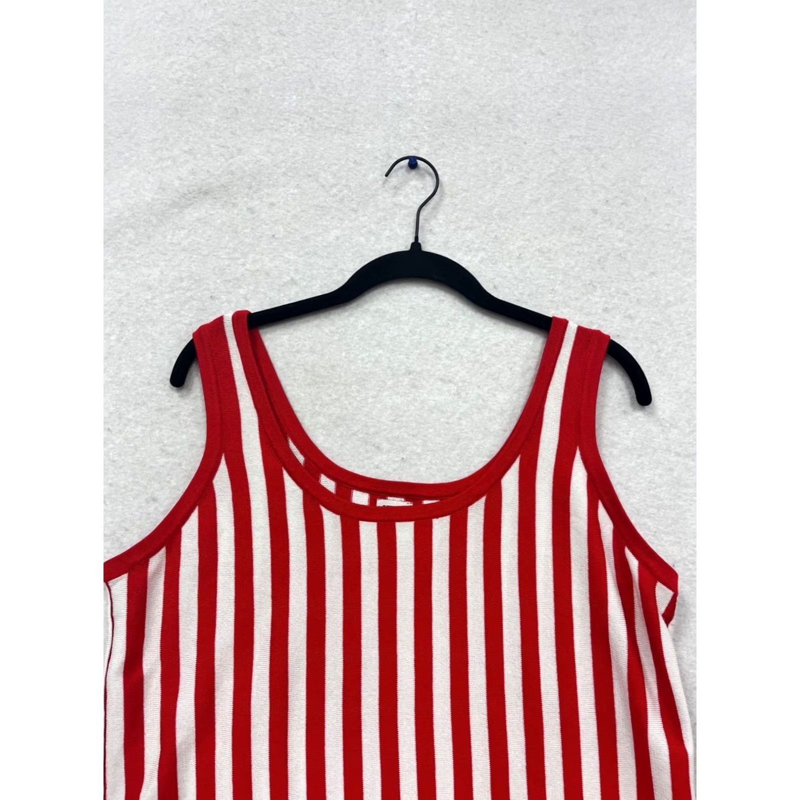 Anne Klein Anne Klein Tank Womens S Red Striped Tank Top #688A Size S / US 4 / IT 40 - 6 Thumbnail