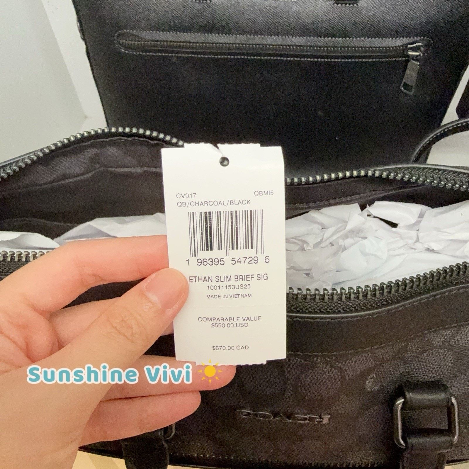 Coach NWT Coach Ethan Slim Brief Signature Canvas Black CV917 Size ONE SIZE - 4 Thumbnail