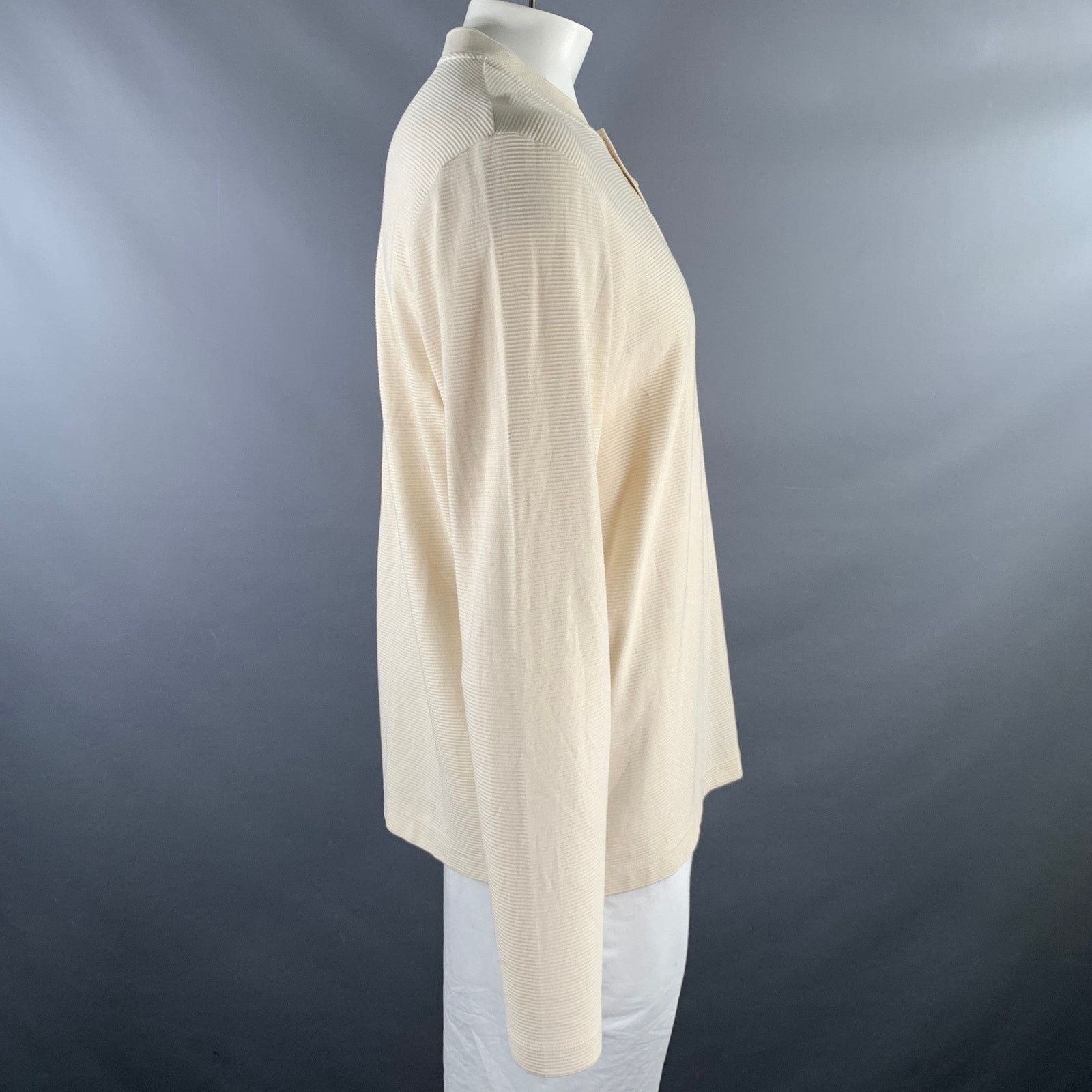 Hugo Boss HUGO BOSS Size XL Cream Ribbed Cotton Henley Pullover Size US XL / EU 56 / 4 - 3 Thumbnail
