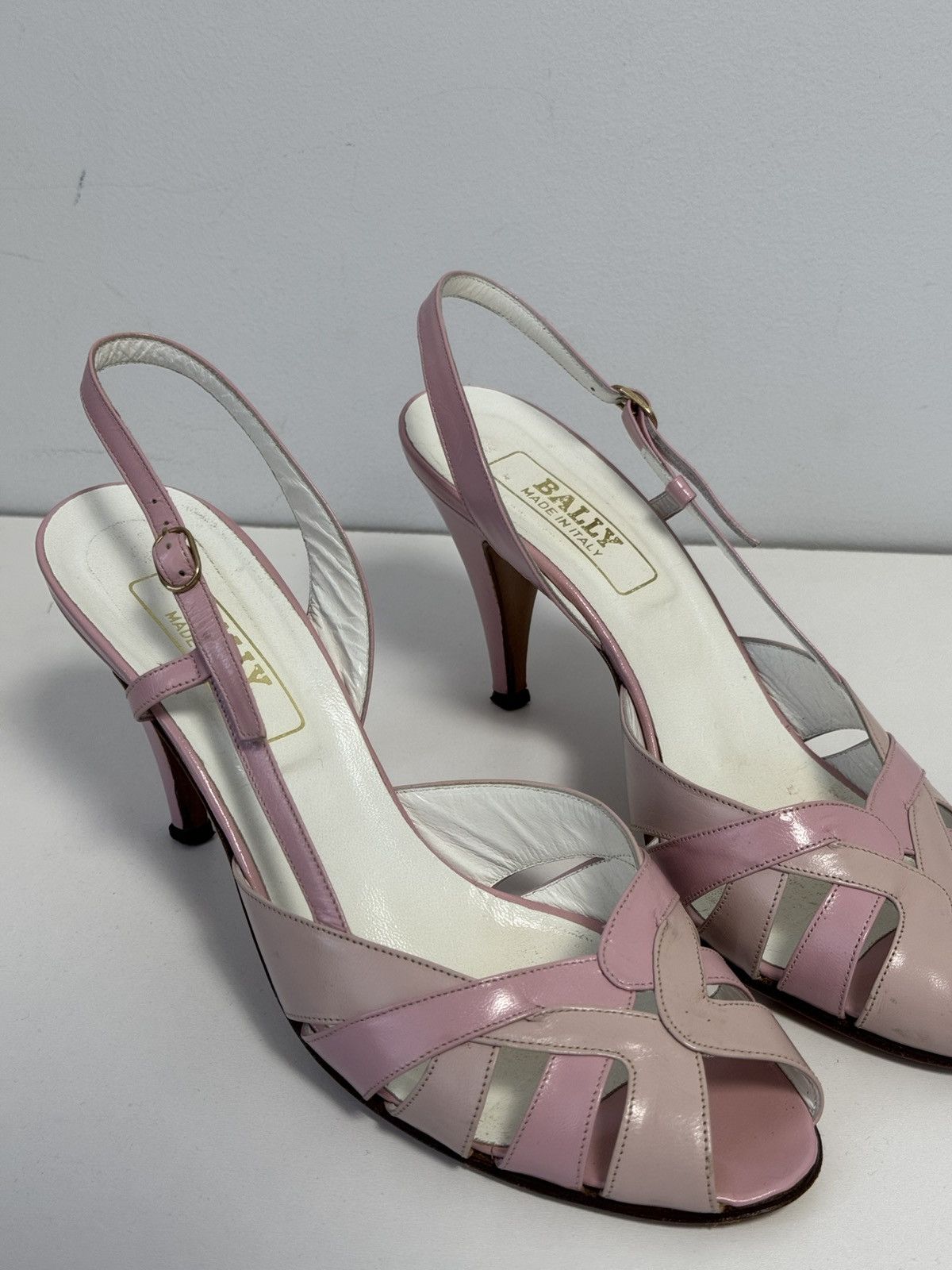 Bally Bally Pink Leather Slingback Heels Peep Toe Strappy Pumps Size US 10 / IT 40 - 2 Thumbnail