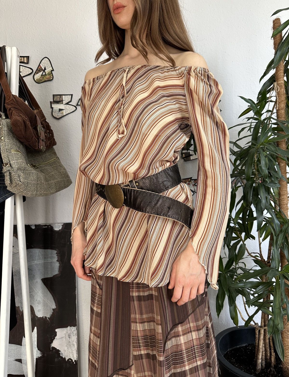 Seditionaries Vintage Shouldered Striped Blouse Cowgirl Bohemian 00s Size ONE SIZE - 8 Thumbnail