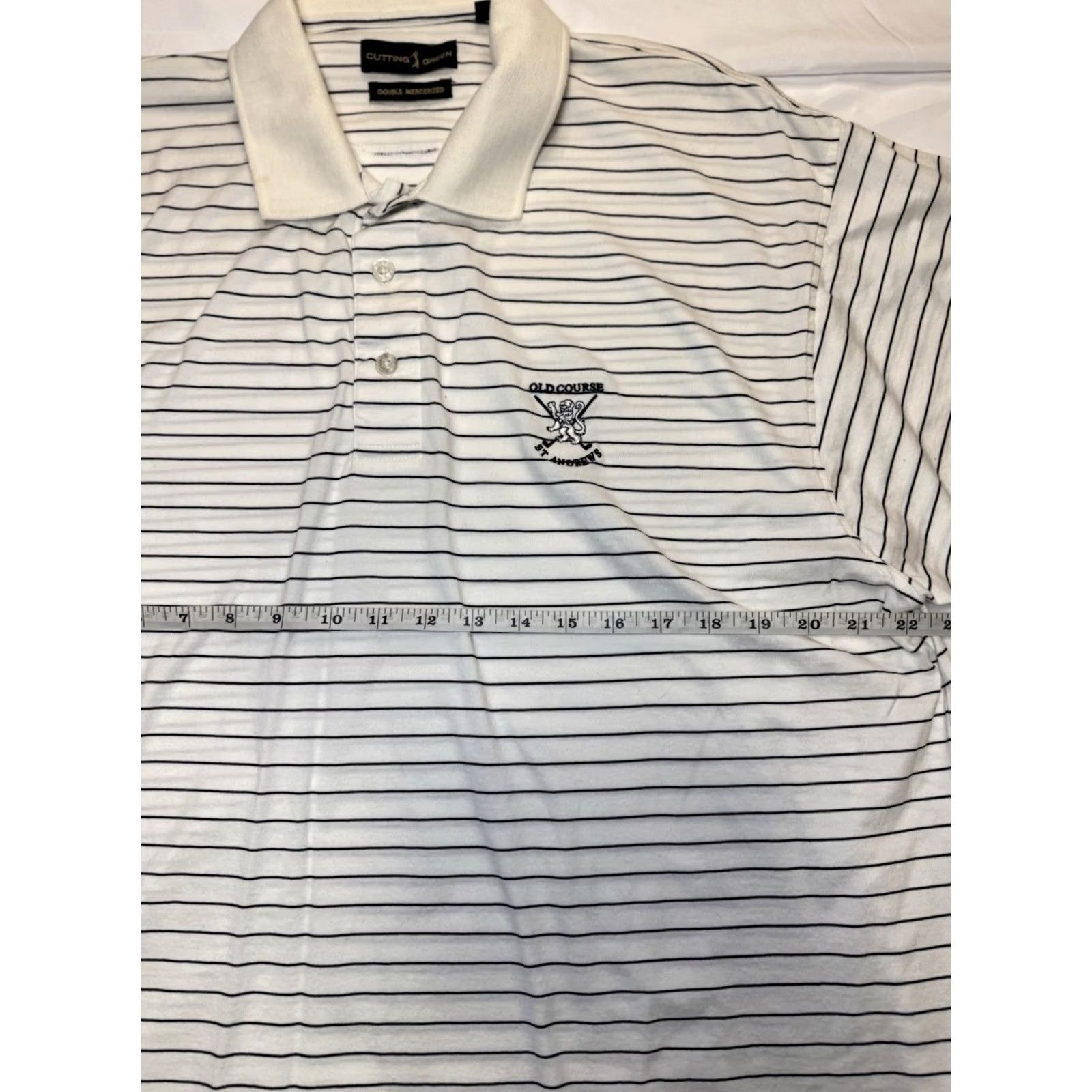 Vintage VINTAGE Cutting Green Old Course St Andrews Polo Shirt XL Regular Men White Black Striped Short Sleeve Cotton Polo Mens Size US XL / EU 56 / 4 - 6 Thumbnail