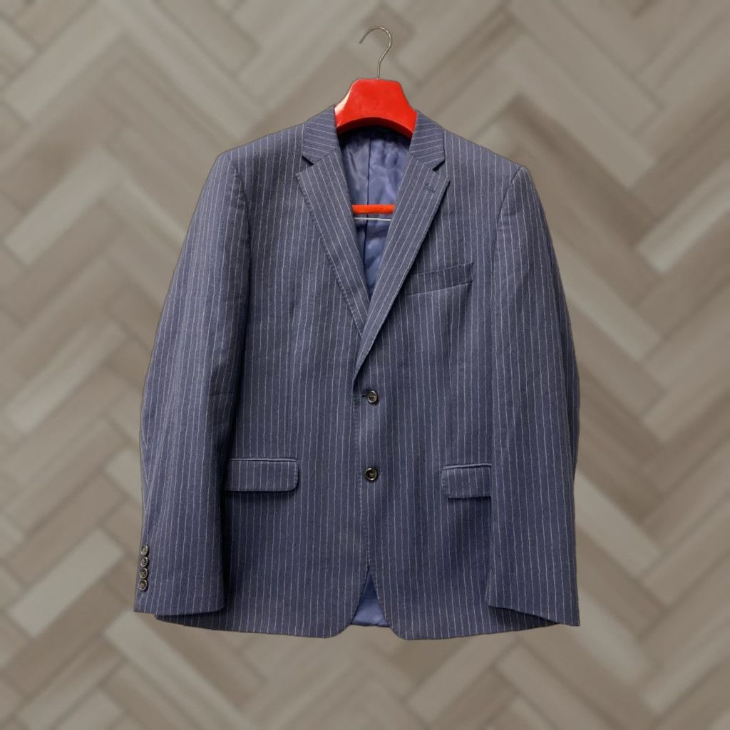 Polo Ralph Lauren VINTAGE Polo Ralph Lauren Striped Blazer Jacket 42 Regular Blue Wool Nautical Mens Size 42R - 1 Thumbnail