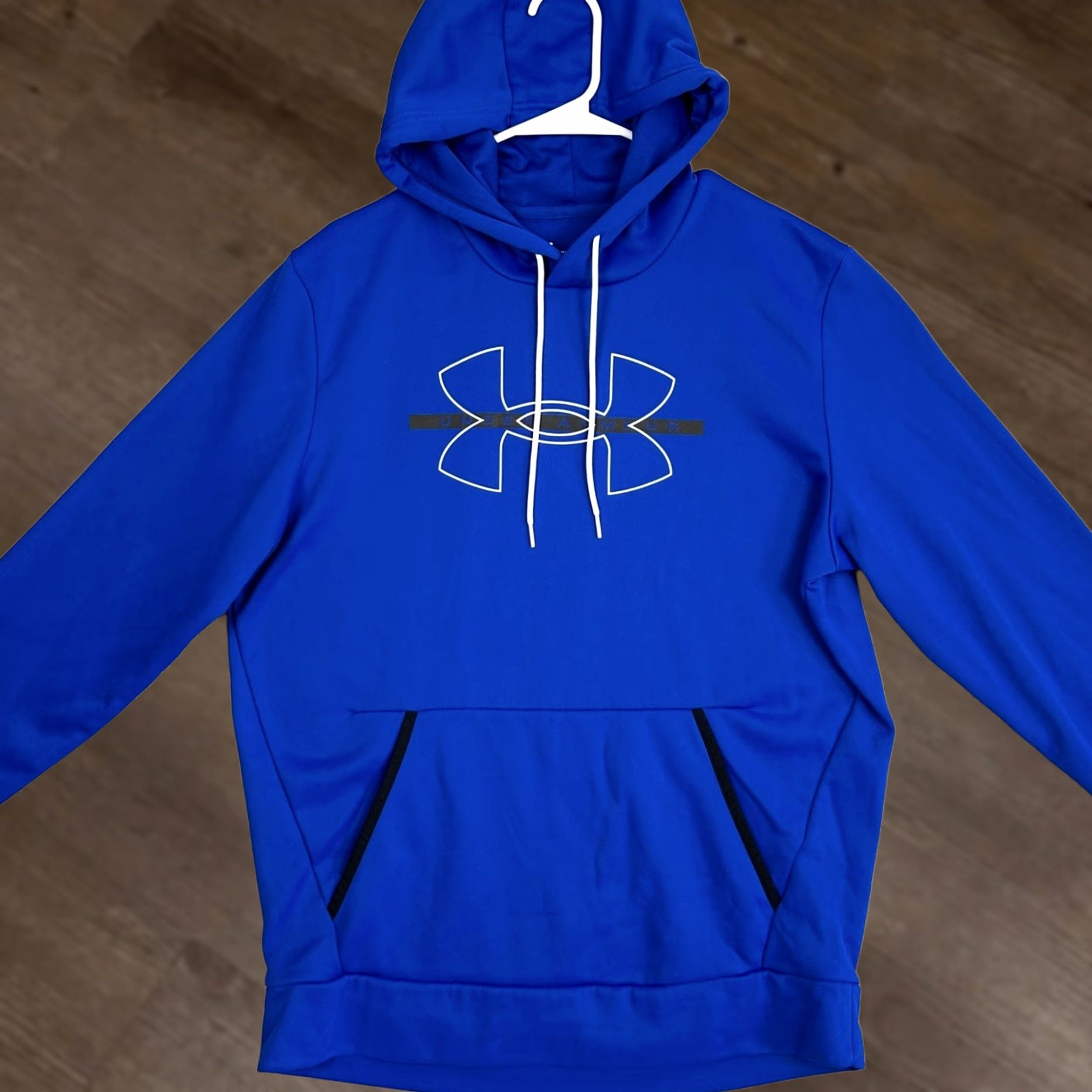 Under Armour Under Armour Hoodie Mens Large Blue Pullover Drawstring Logo Pocket Athletic Sweatshirt Size US L / EU 52-54 / 3 - 1 Thumbnail