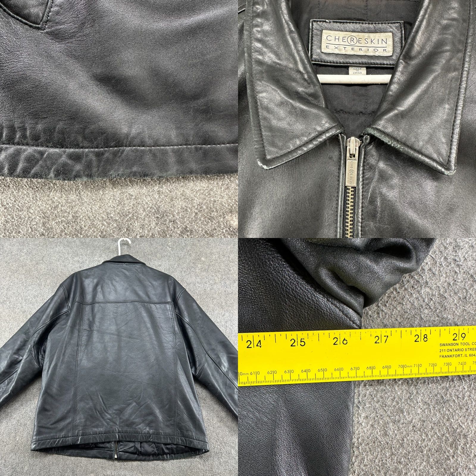 Vintage VINTAGE Chereskin Jacket Mens XL Black Bomber Genuine Leather Full Zip Y2K 90s Biker Casual Size US XL / EU 56 / 4 - 10 Thumbnail