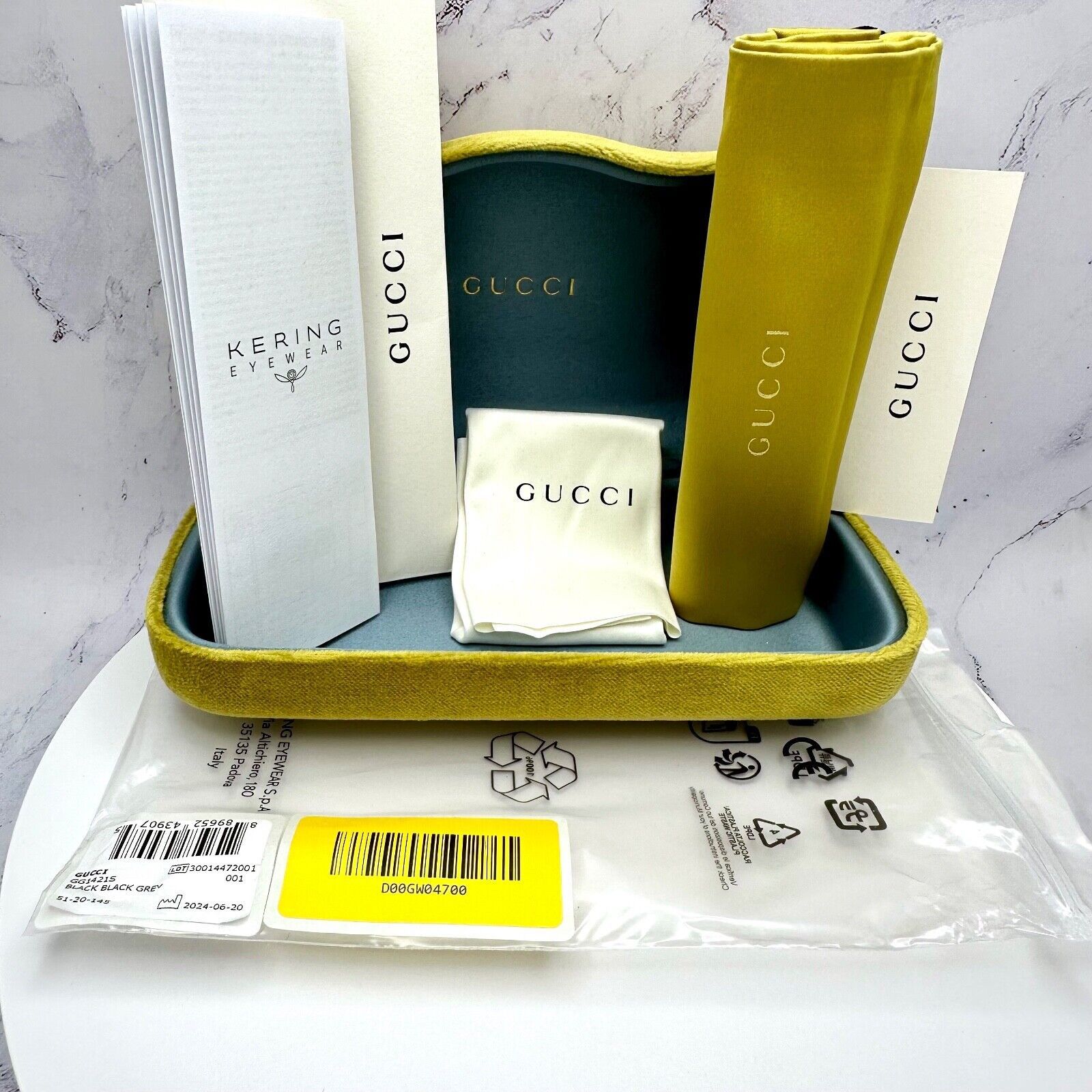 Gucci Sunglasses Black Cat Eye Gold Interlocking GG Logo