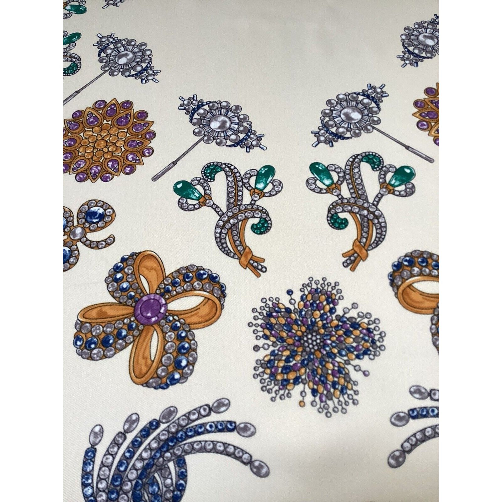 Other MEDITERRANEA White Jewelry Print Polyester Scarf Italy Size ONE SIZE - 8 Thumbnail
