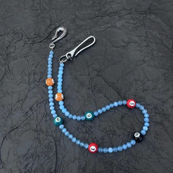 Jewelry 8 Ball Blue Long Wallet Chain, Pants Chain Size ONE SIZE - 6 Thumbnail
