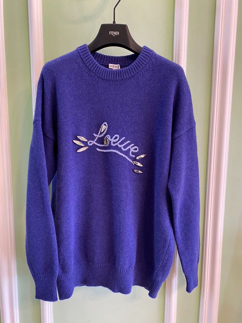 Loewe LOEWE Water droplet logo, blue knitted sweater Size XS / US 0-2 / IT 36-38 - 1 Thumbnail