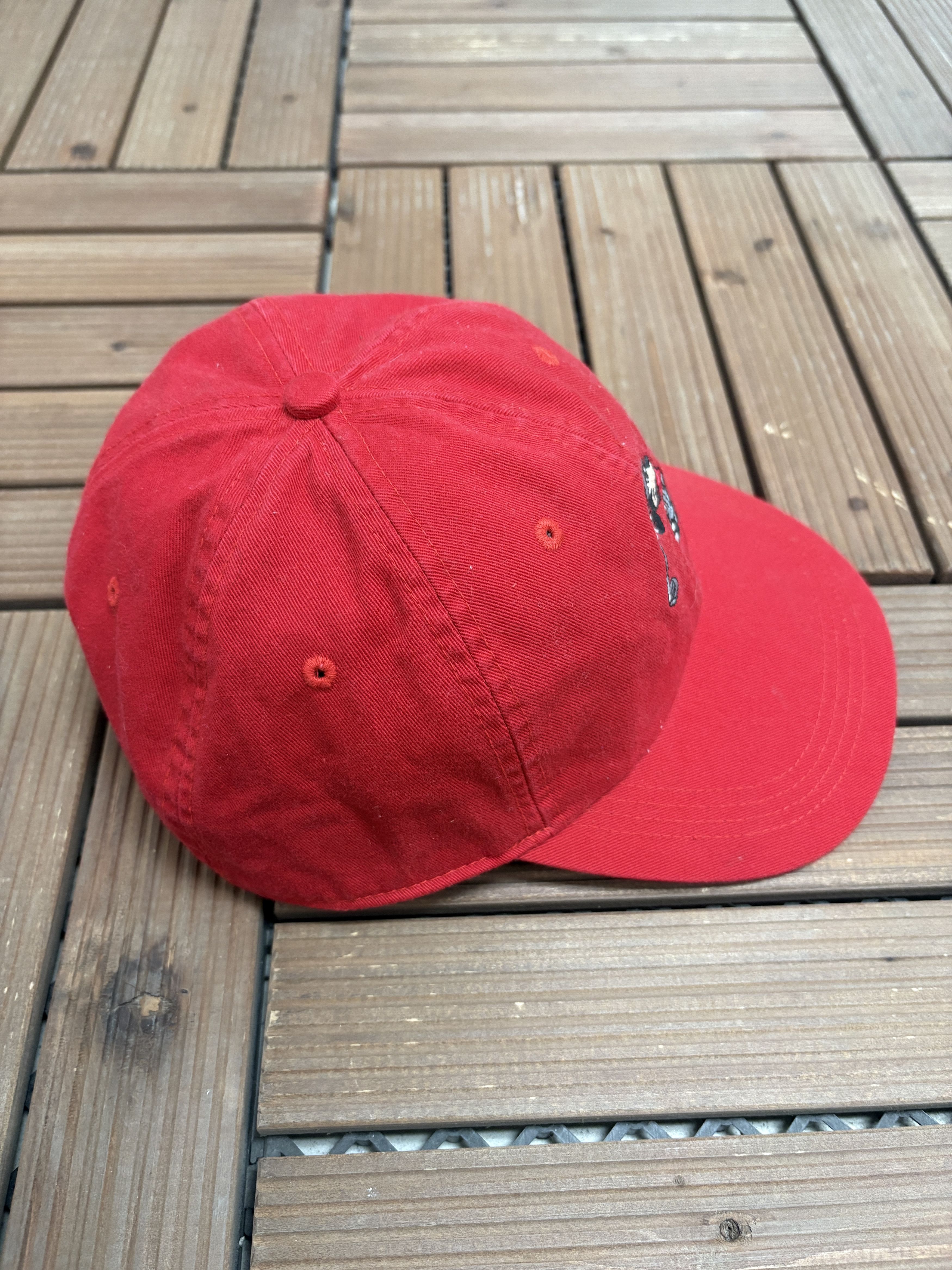 Vintage Mickey Mouse Golfer Vintage Red Strap Back Hat Cap Size ONE SIZE - 4 Thumbnail
