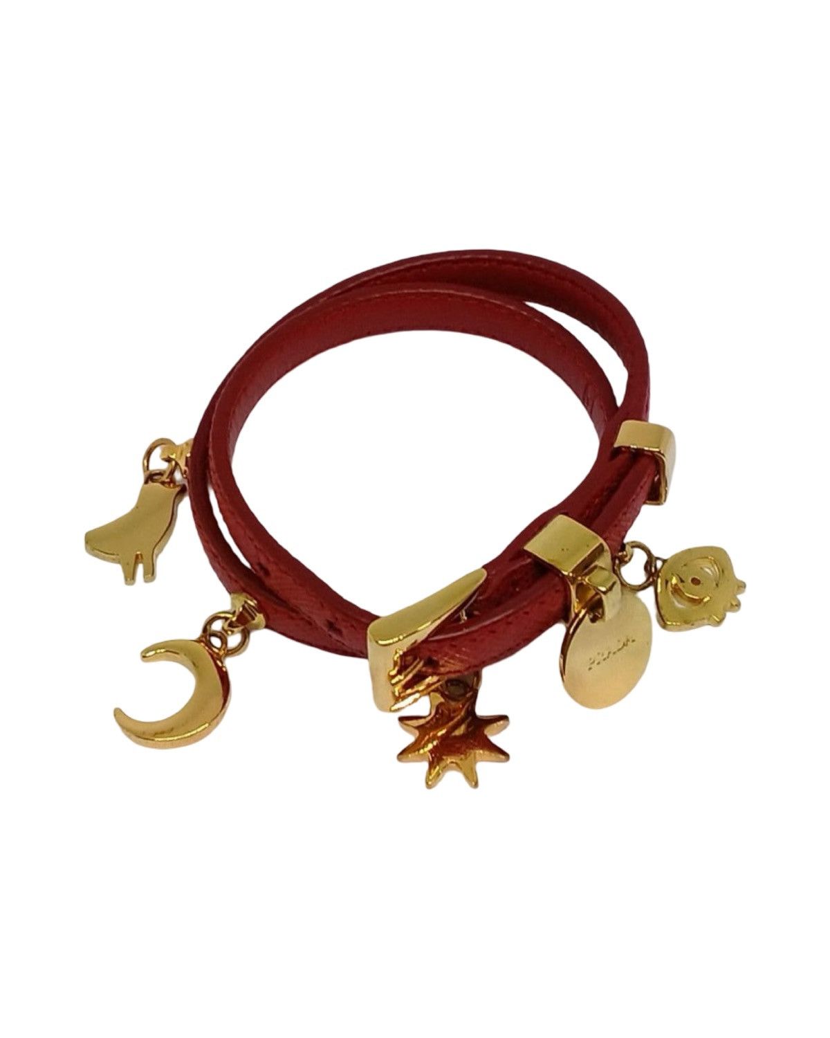 Prada Red Saffiano Leather Double Wrap Bracelet Size ONE SIZE - 1 Thumbnail