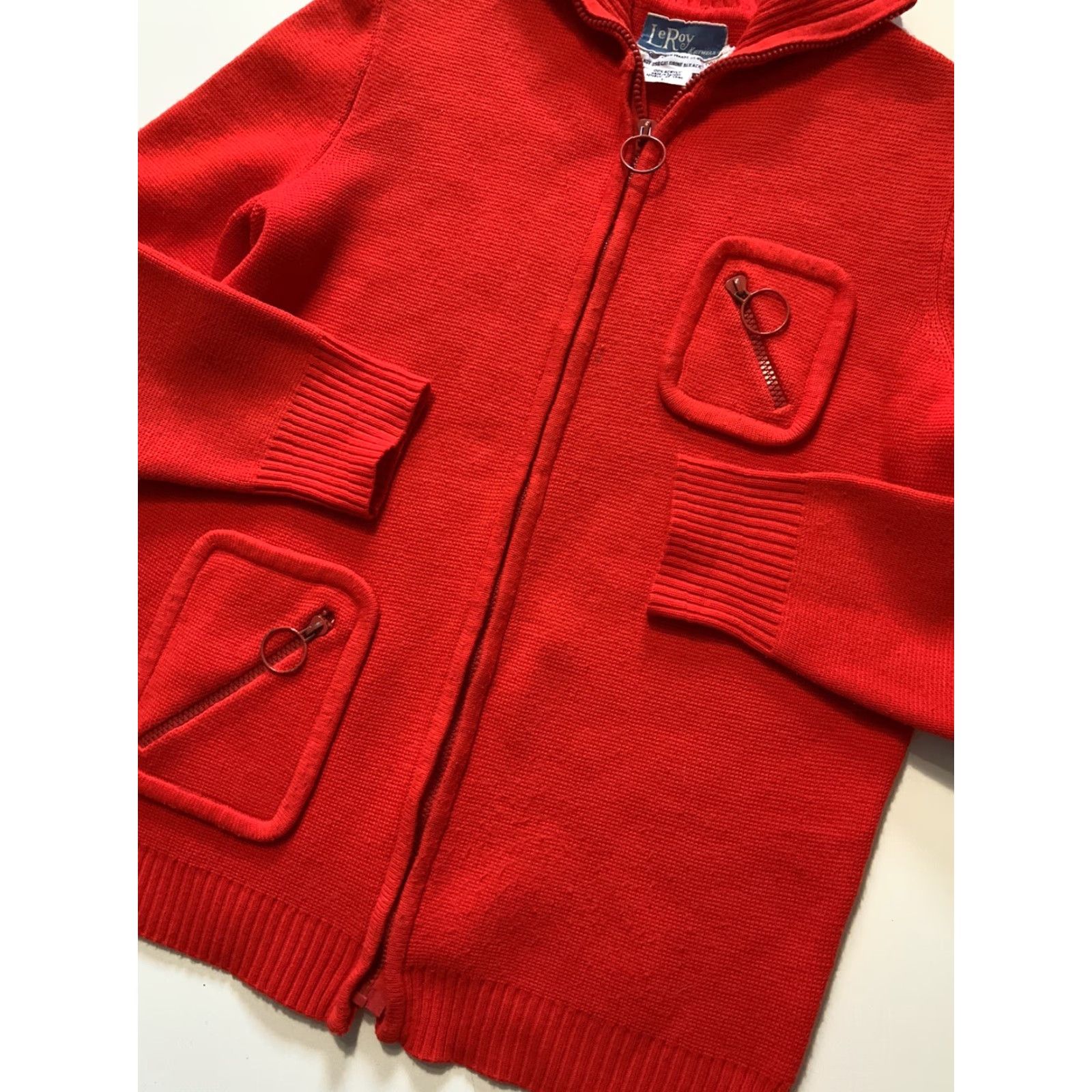 Vintage VINTAGE LeRoy Knitwear Disco Mod Circle Zip Sweater Jacket L Acrylic Shirt Size US L / EU 52-54 / 3 - 5 Thumbnail