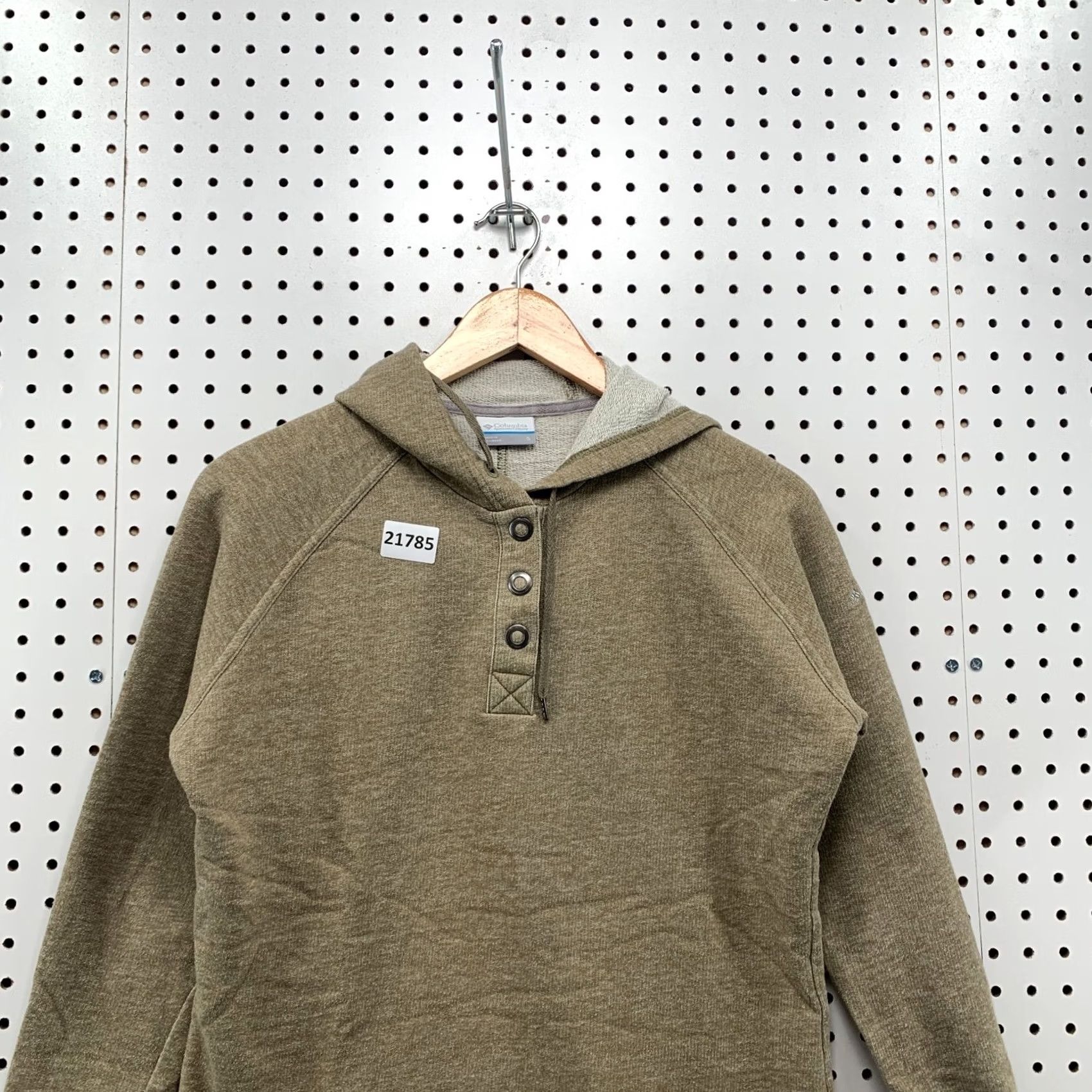 Vintage Columbia Henley Hooded Button Sweatshirt Brown Womens Small Pullover Size S / US 4 / IT 40 - 2 Thumbnail