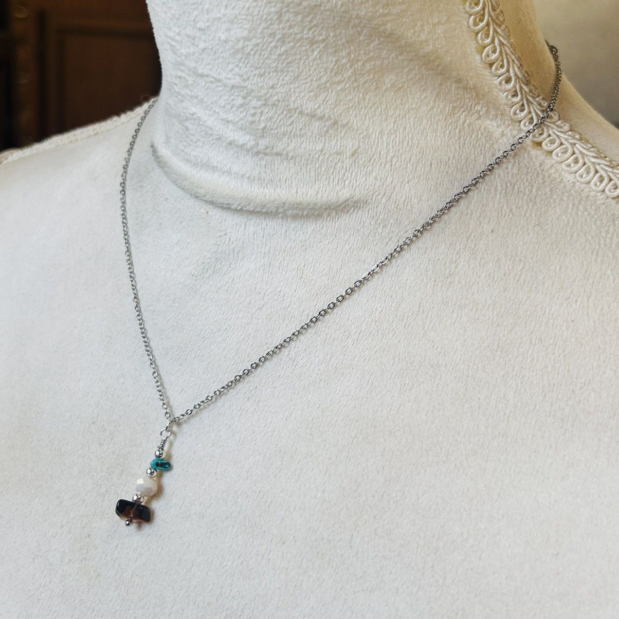Handmade Handcrafted tigers eye turquoise opalescent crystal set Size ONE SIZE - 6 Thumbnail